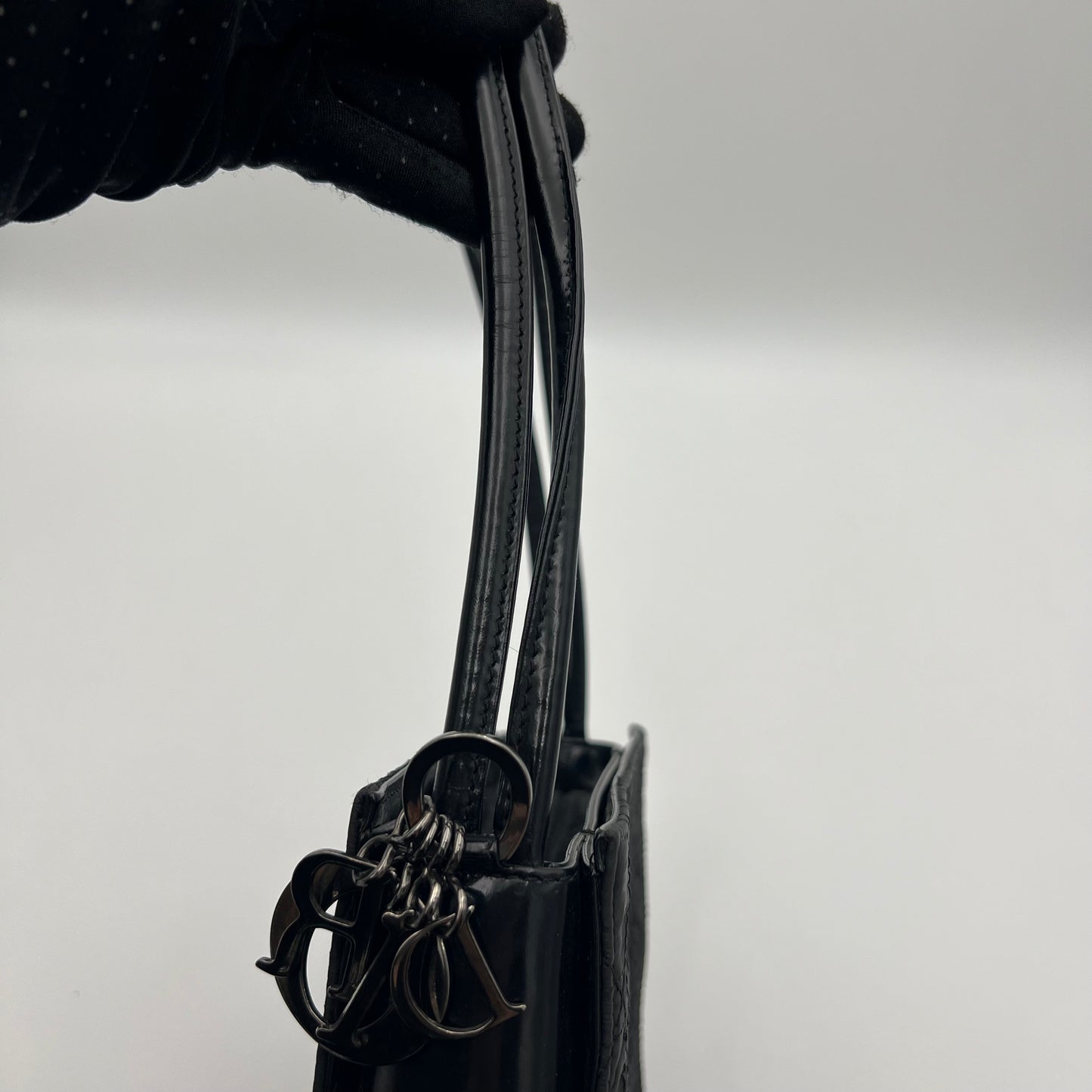 Christian Dior Black Lady Dior Cannage Shoulder Bag