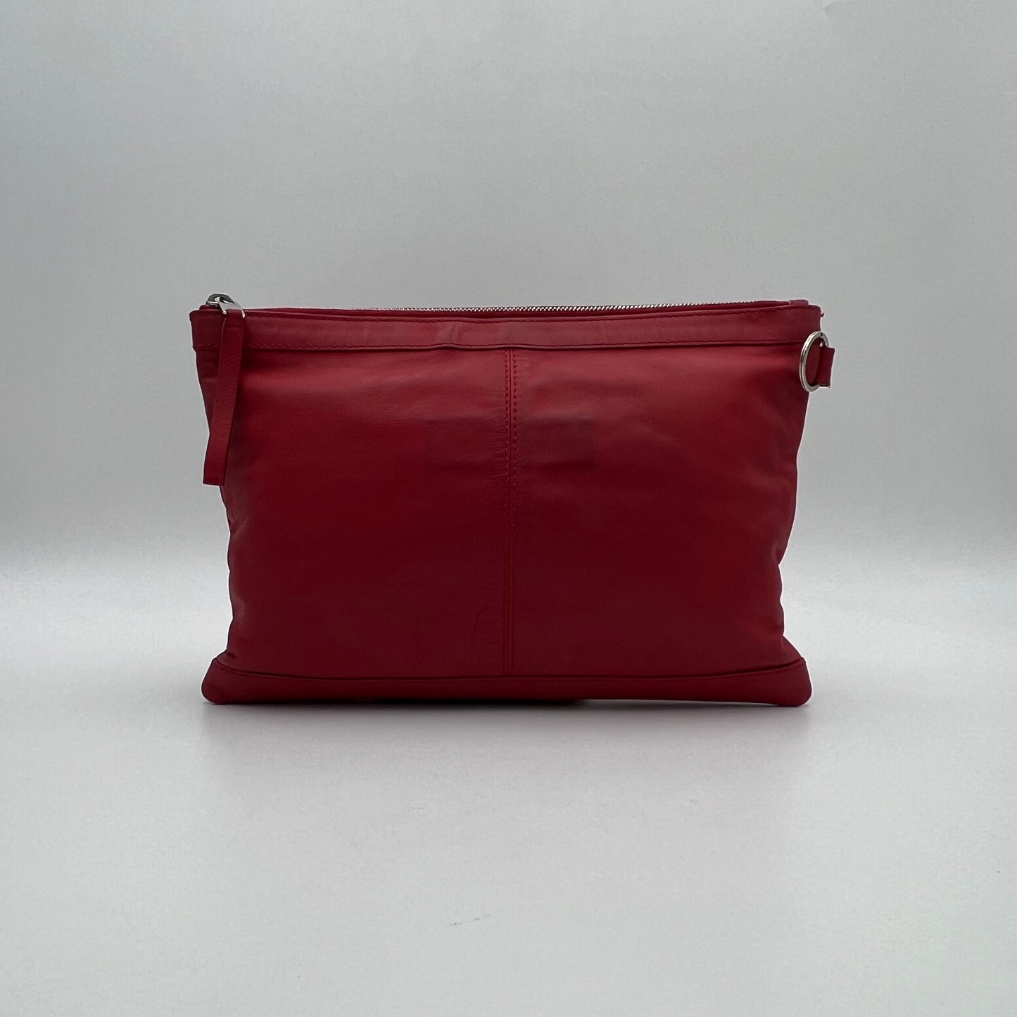 Balenciaga Red Leather Classic City Cip Zip Clutch