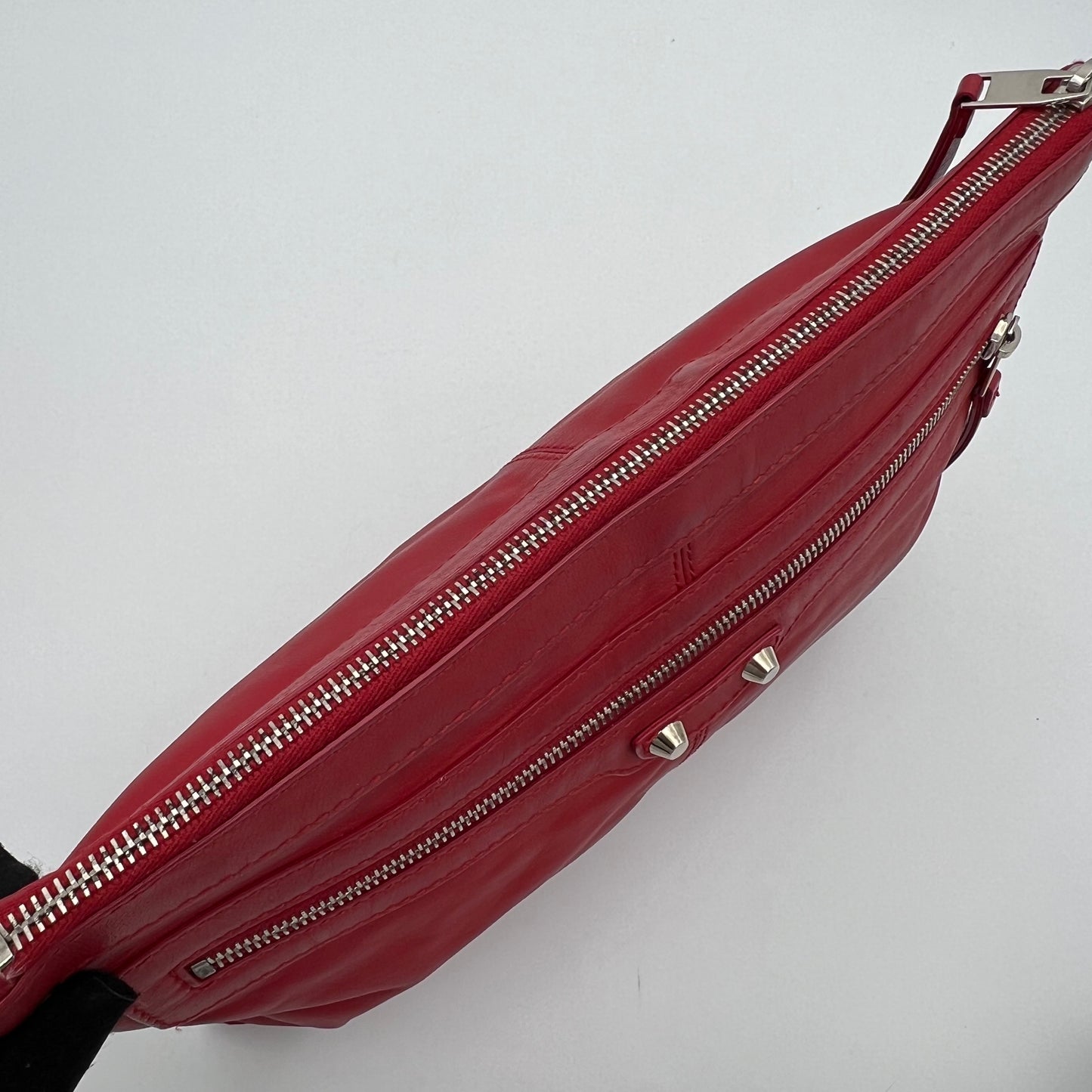 Balenciaga Red Leather Classic City Cip Zip Clutch