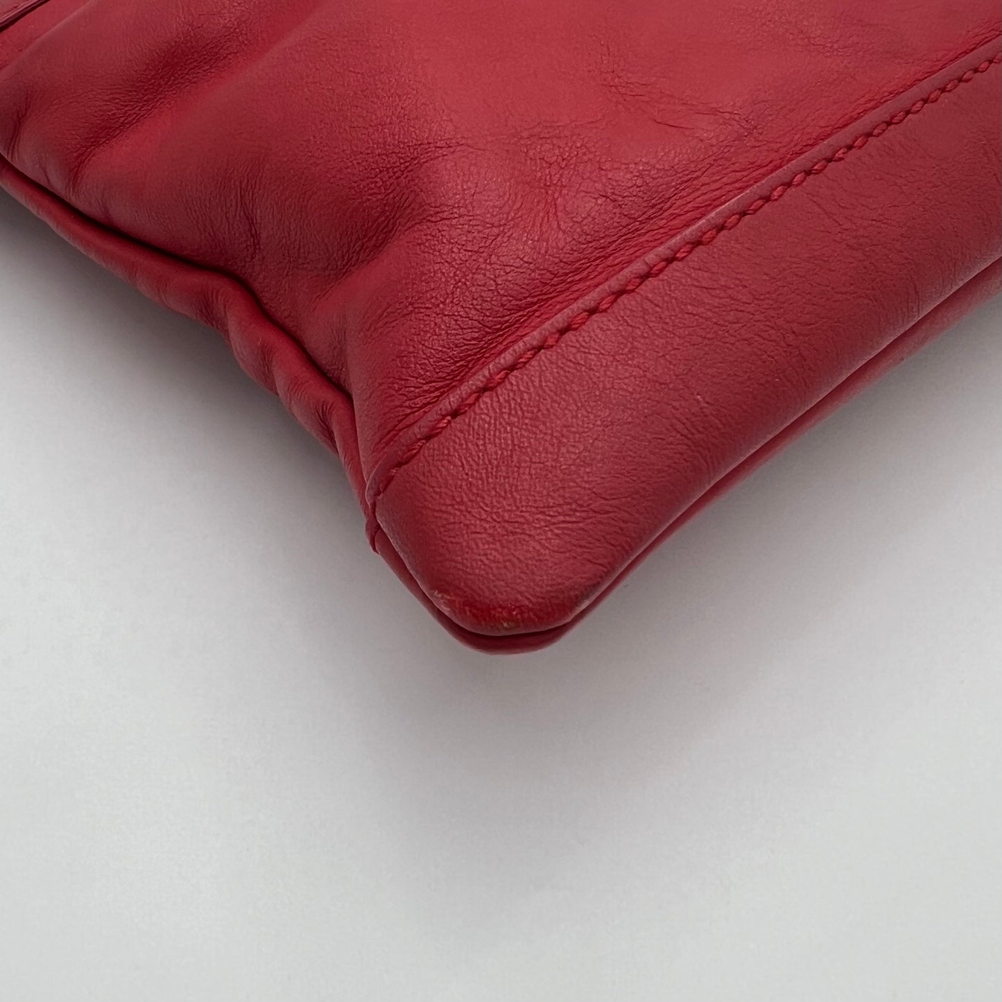 Balenciaga Red Leather Classic City Cip Zip Clutch