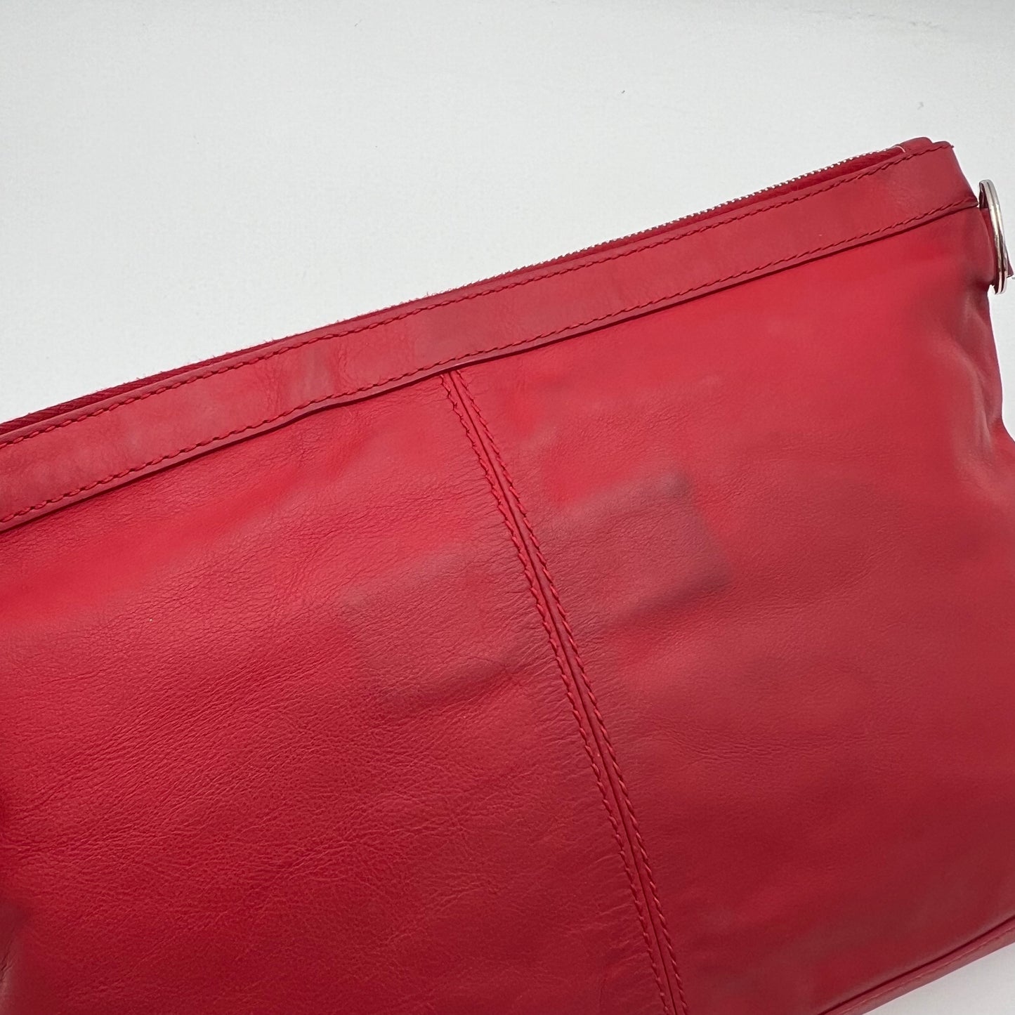 Balenciaga Red Leather Classic City Cip Zip Clutch