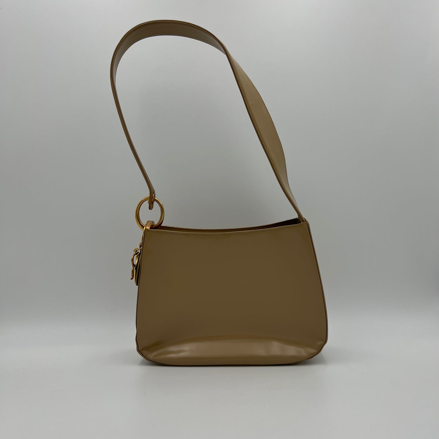 Christian Dior Beige Cannage Patent Leather Shoulder Bag