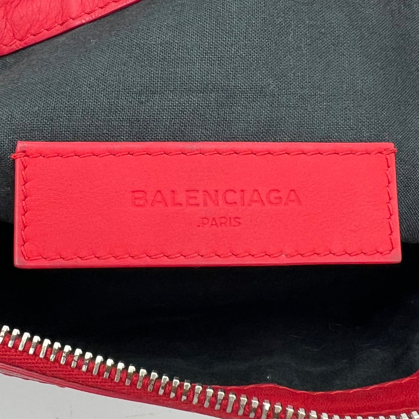 Balenciaga Red Leather Classic City Cip Zip Clutch