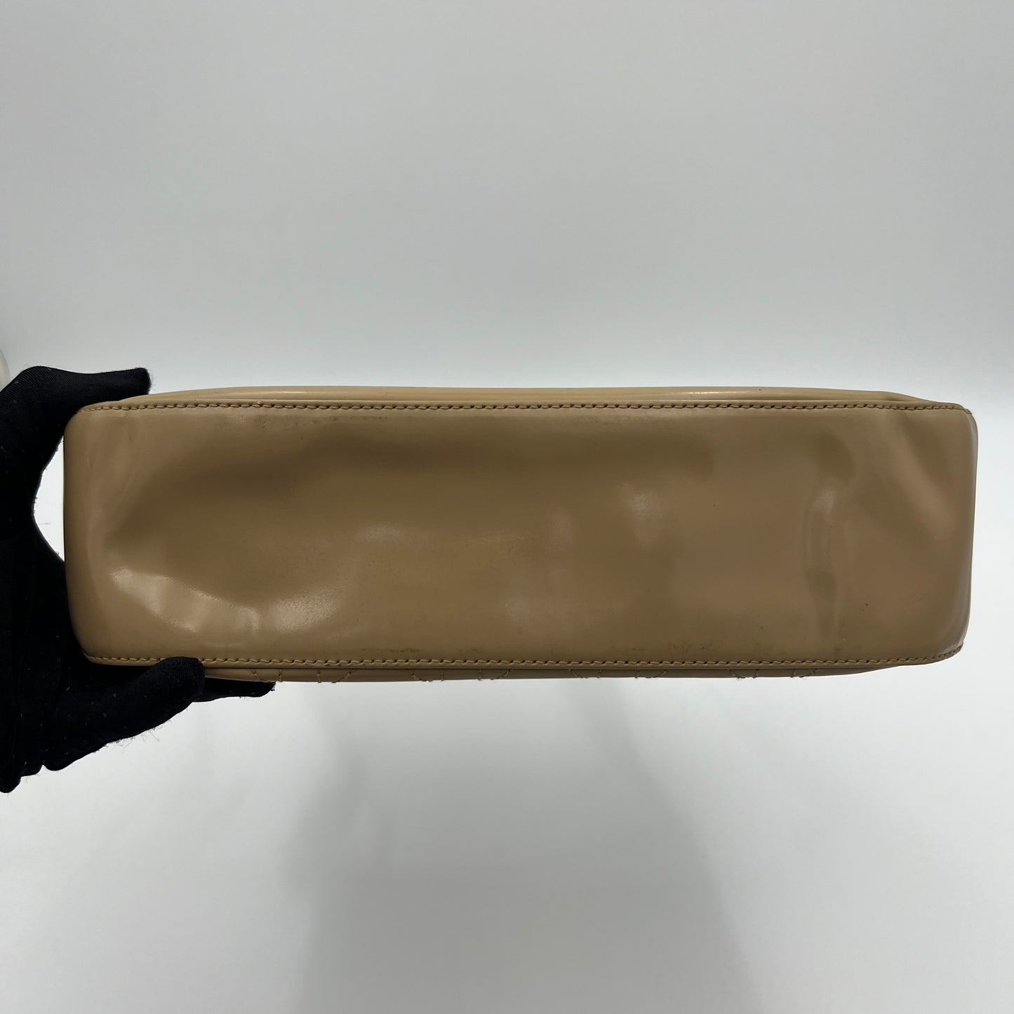 Christian Dior Beige Cannage Patent Leather Shoulder Bag