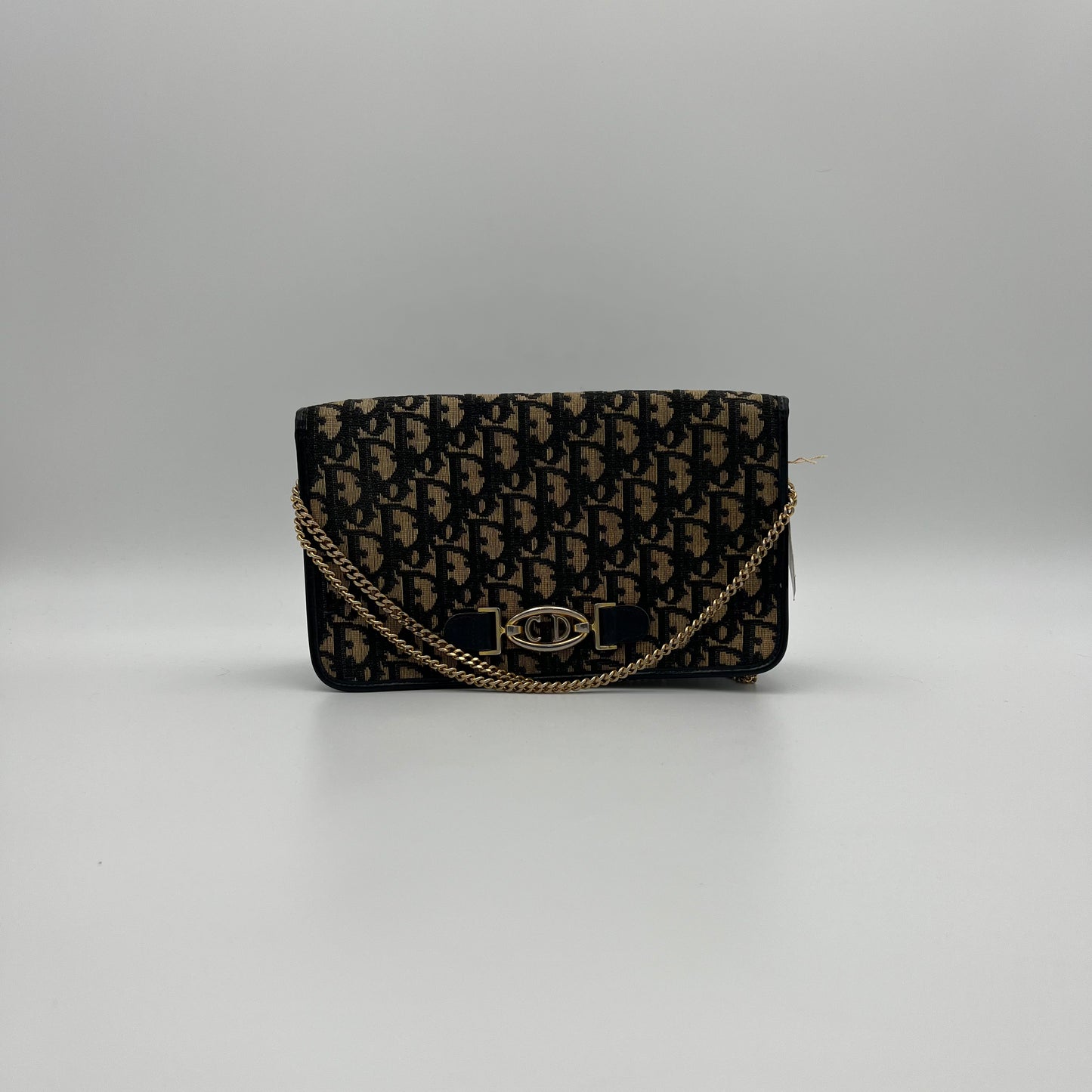 Christian Dior Blue Oblique Canvas CD Logo Full Flap Chain Bag