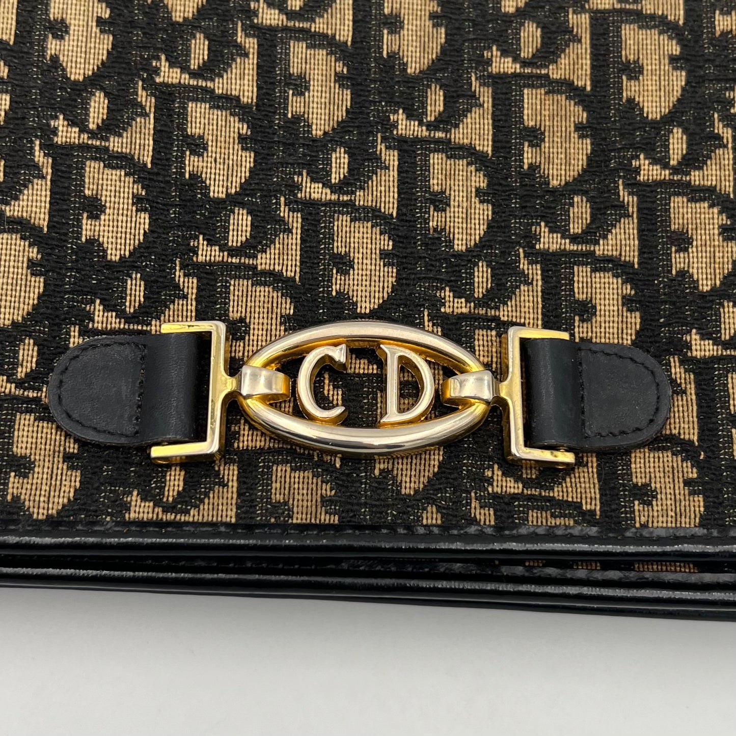 Christian Dior Blue Oblique Canvas CD Logo Full Flap Chain Bag