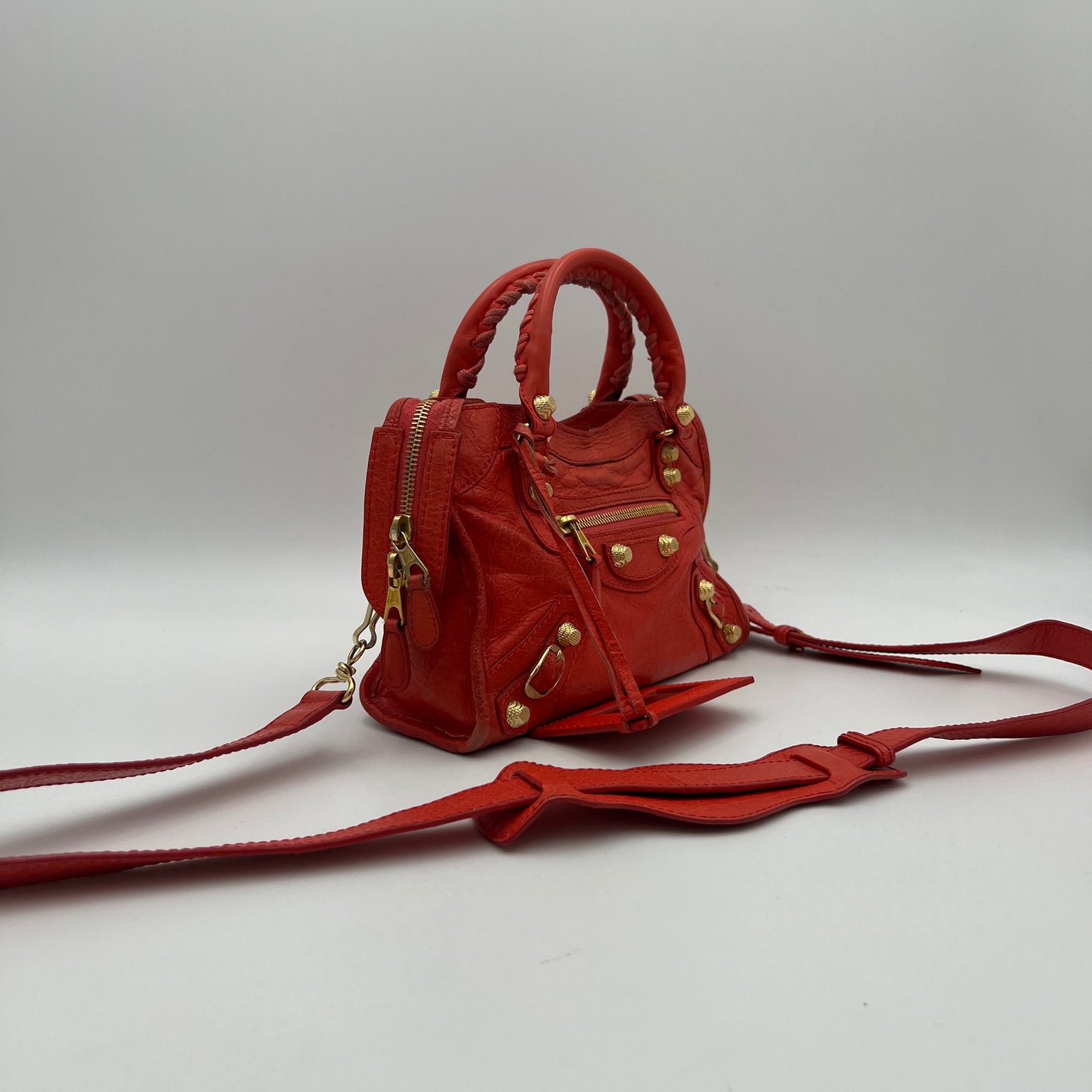 Balenciaga Coral Leather Giant 12 Mini City GHW
