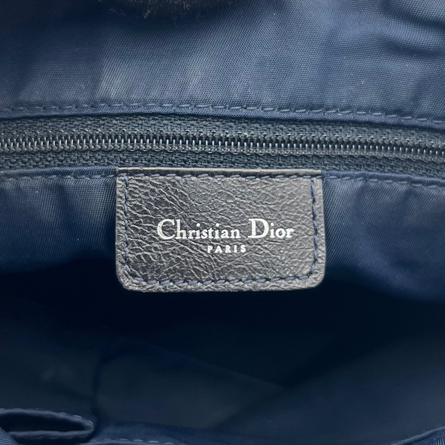 Christian Dior Navy Blue Trotter Red Leather Trim Handbag