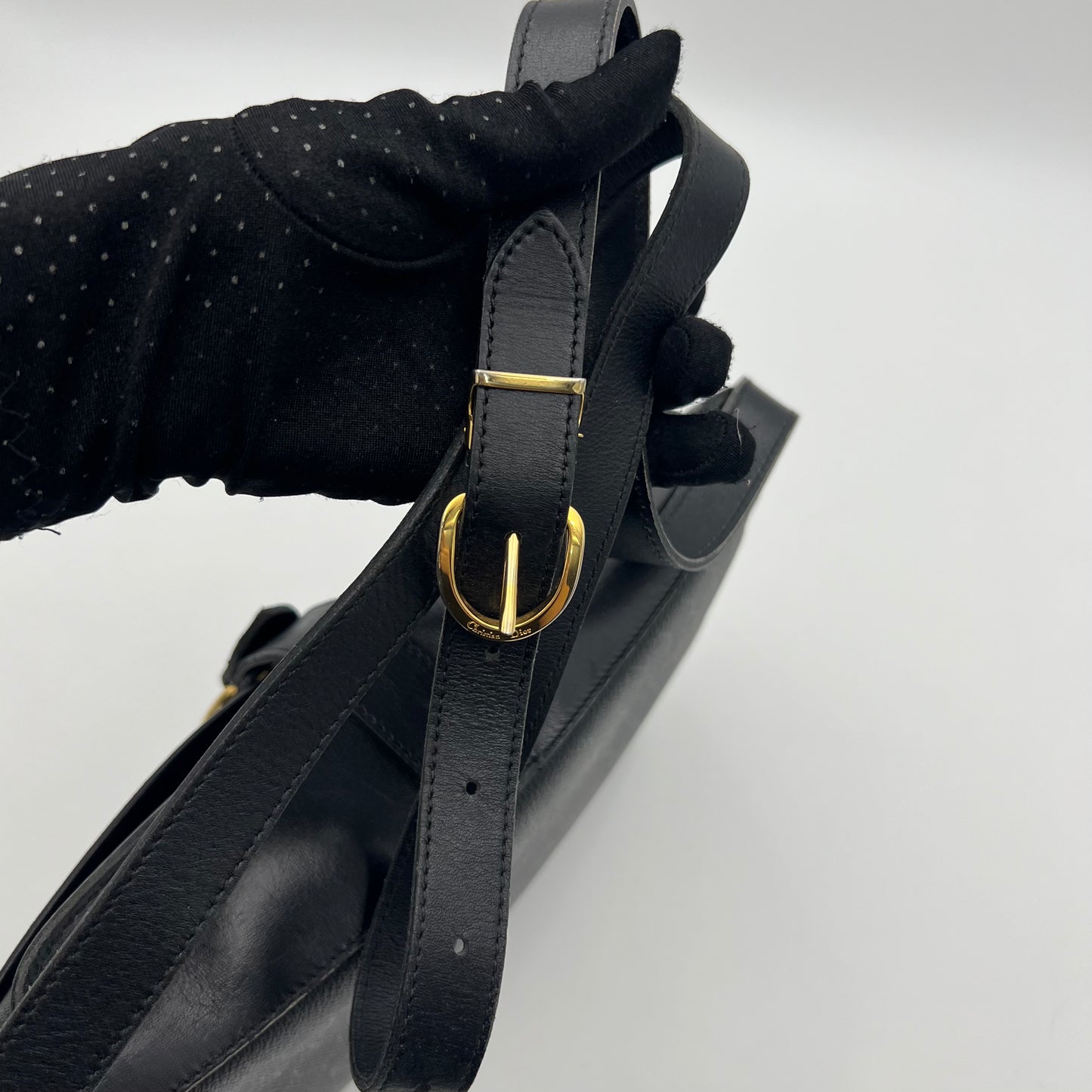 Christian Dior Black Honeycomb CD Medium Crossbody