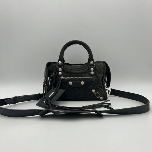 Balenciaga Gray Suede Marble Hardware Classic Mini City