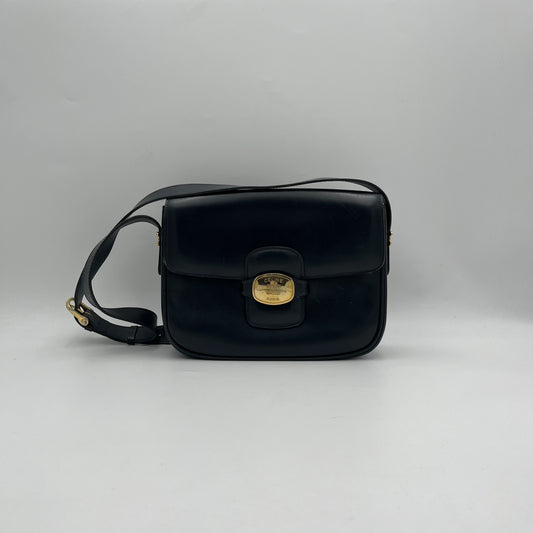Celine Paris Triomphe Dark Blue Leather Box Shoulder Bag