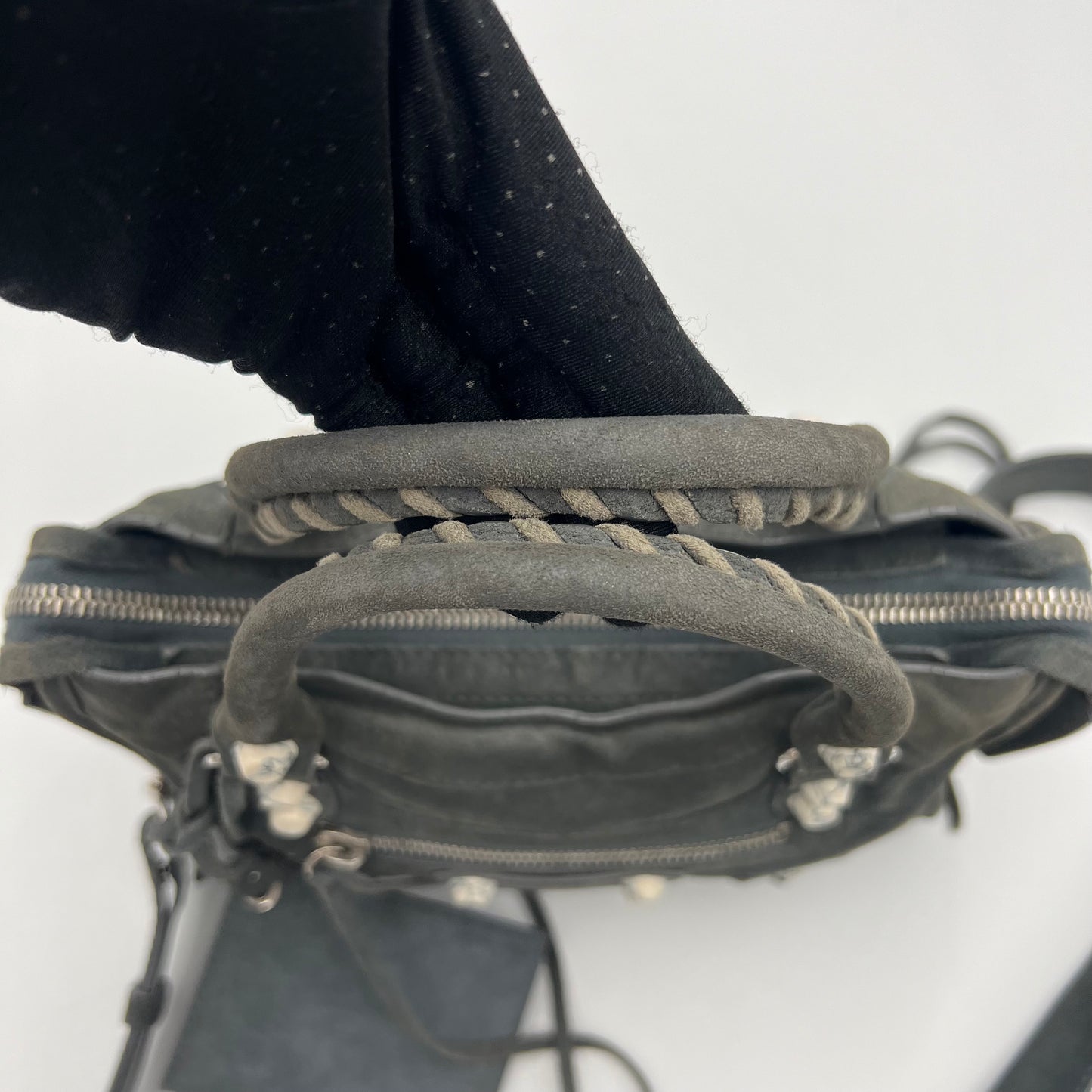 Balenciaga Gray Suede Marble Hardware Classic Mini City
