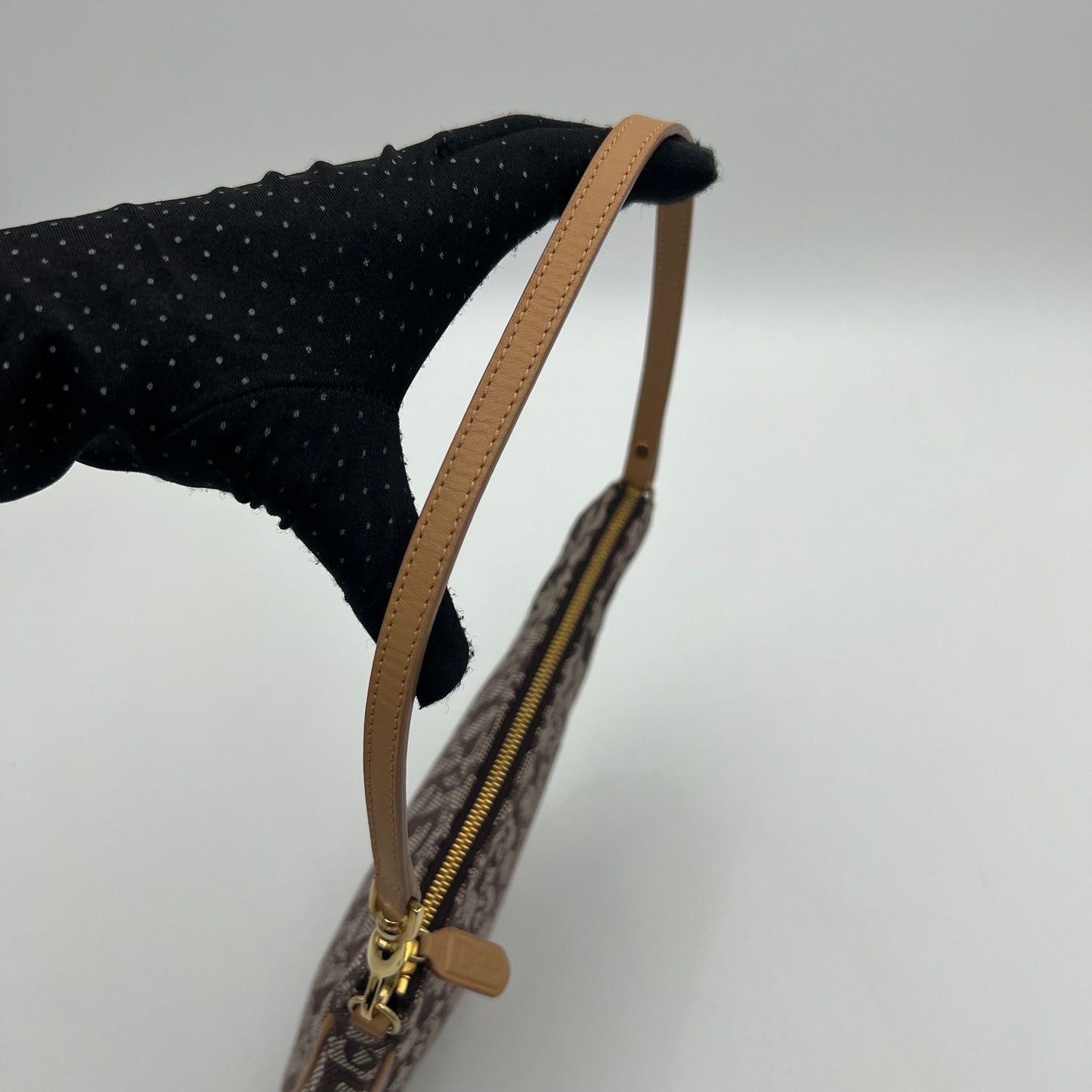 Christian Dior Brown Oblique Canvas Tan Leather Mini Saddle Pochette