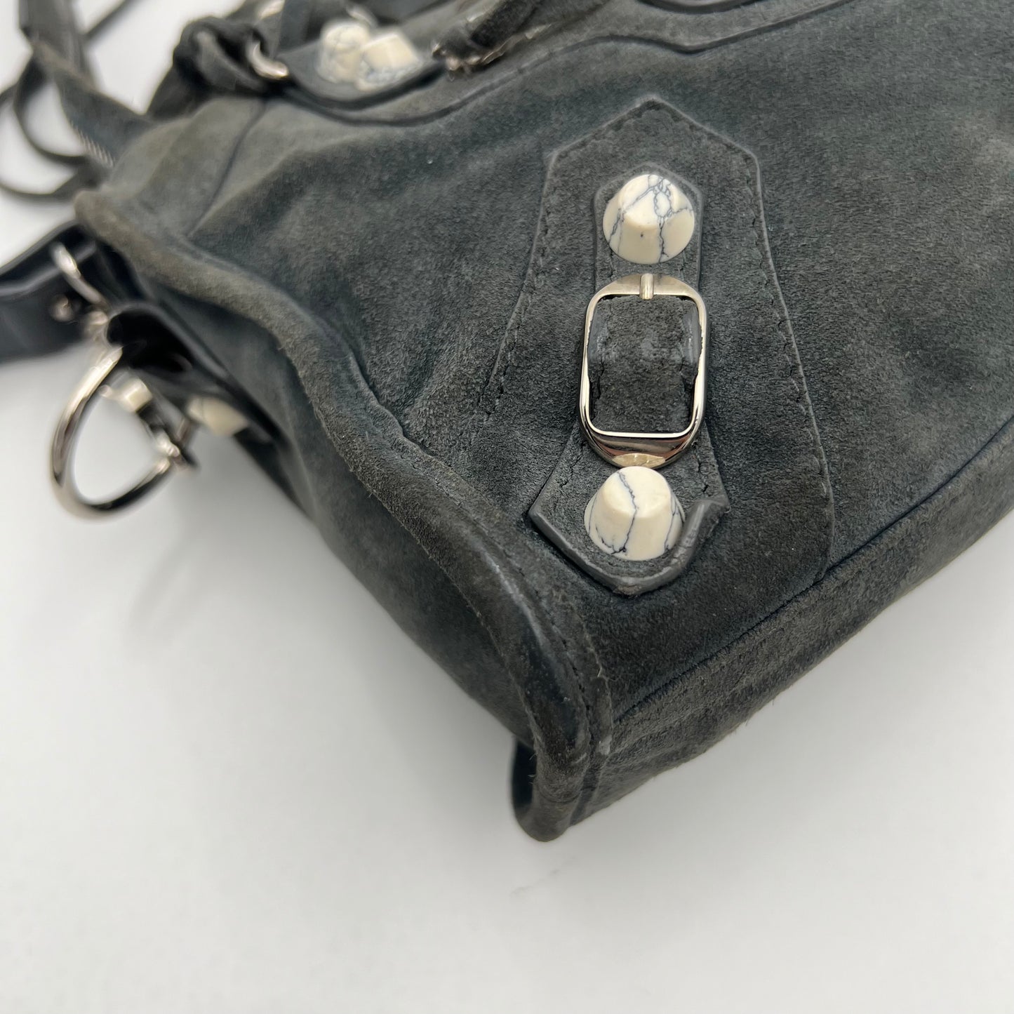 Balenciaga Gray Suede Marble Hardware Classic Mini City