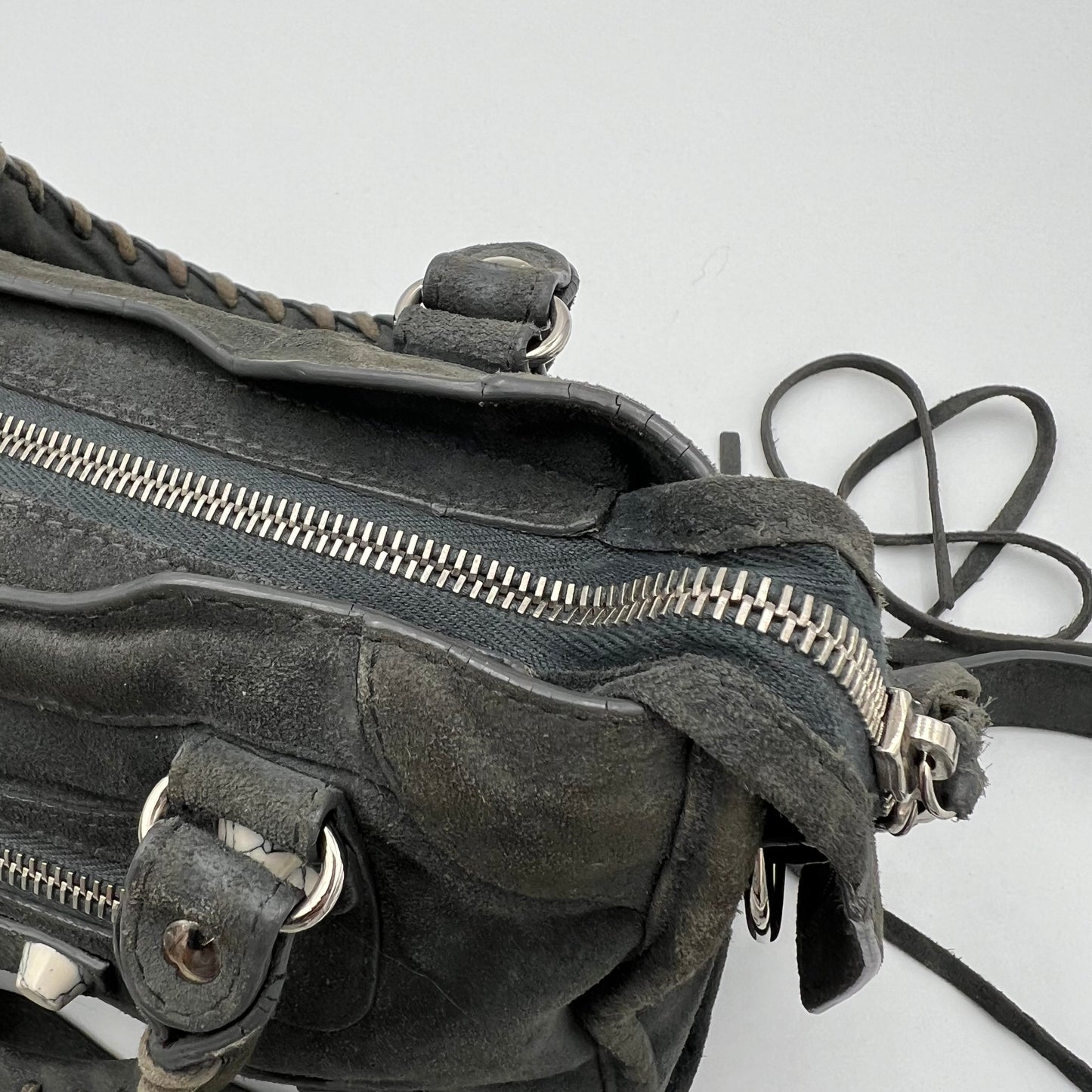 Balenciaga Gray Suede Marble Hardware Classic Mini City
