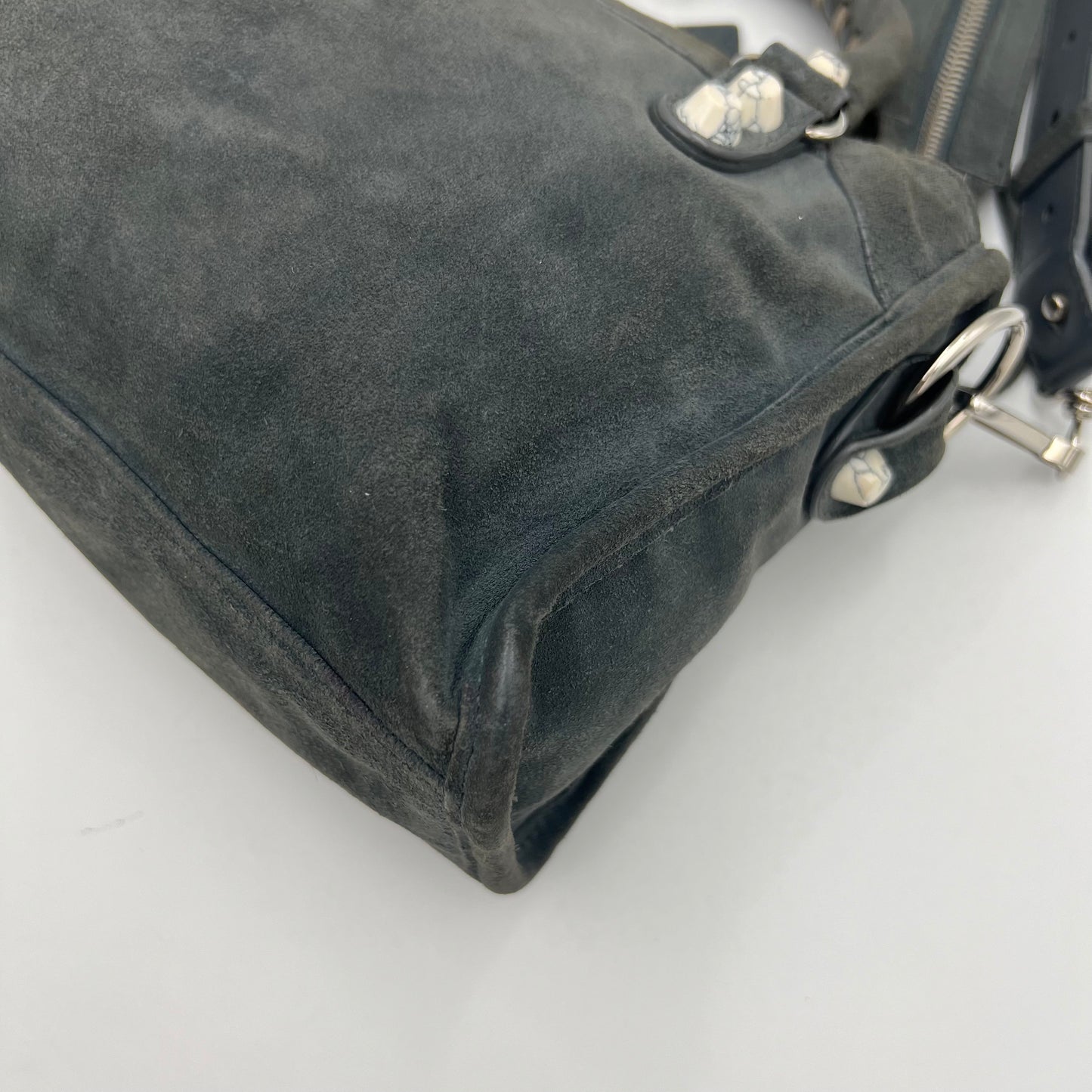 Balenciaga Gray Suede Marble Hardware Classic Mini City
