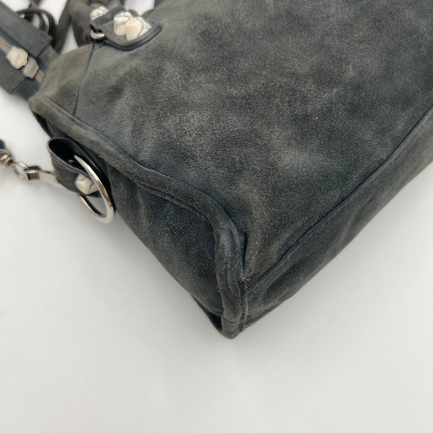 Balenciaga Gray Suede Marble Hardware Classic Mini City