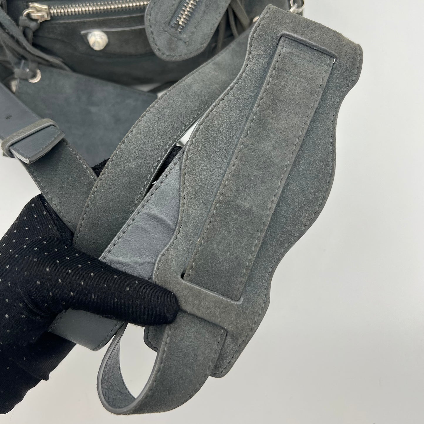 Balenciaga Gray Suede Marble Hardware Classic Mini City