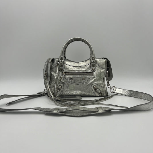 Balenciaga Silver Leather Classic Mini City SHW