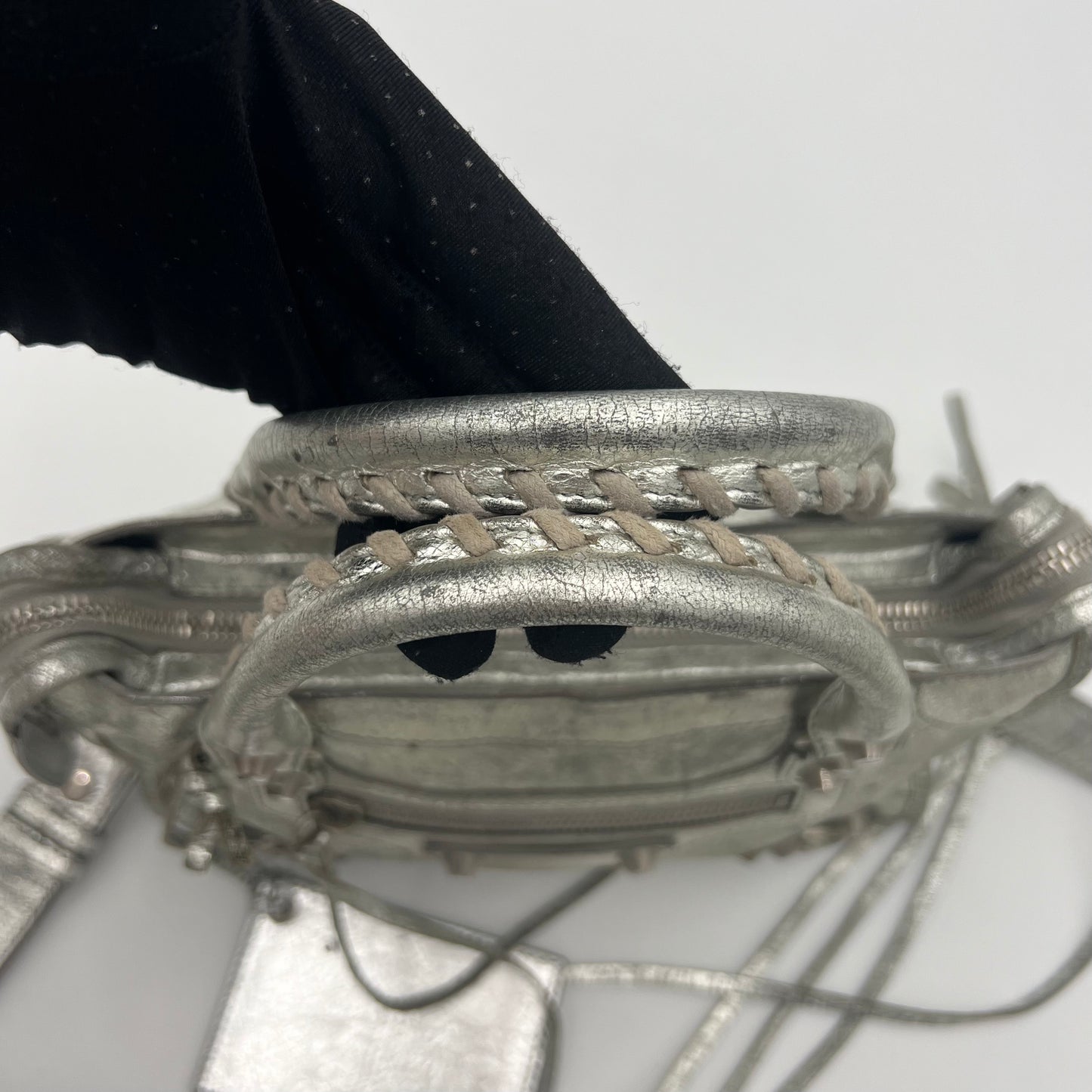 Balenciaga Silver Leather Classic Mini City SHW