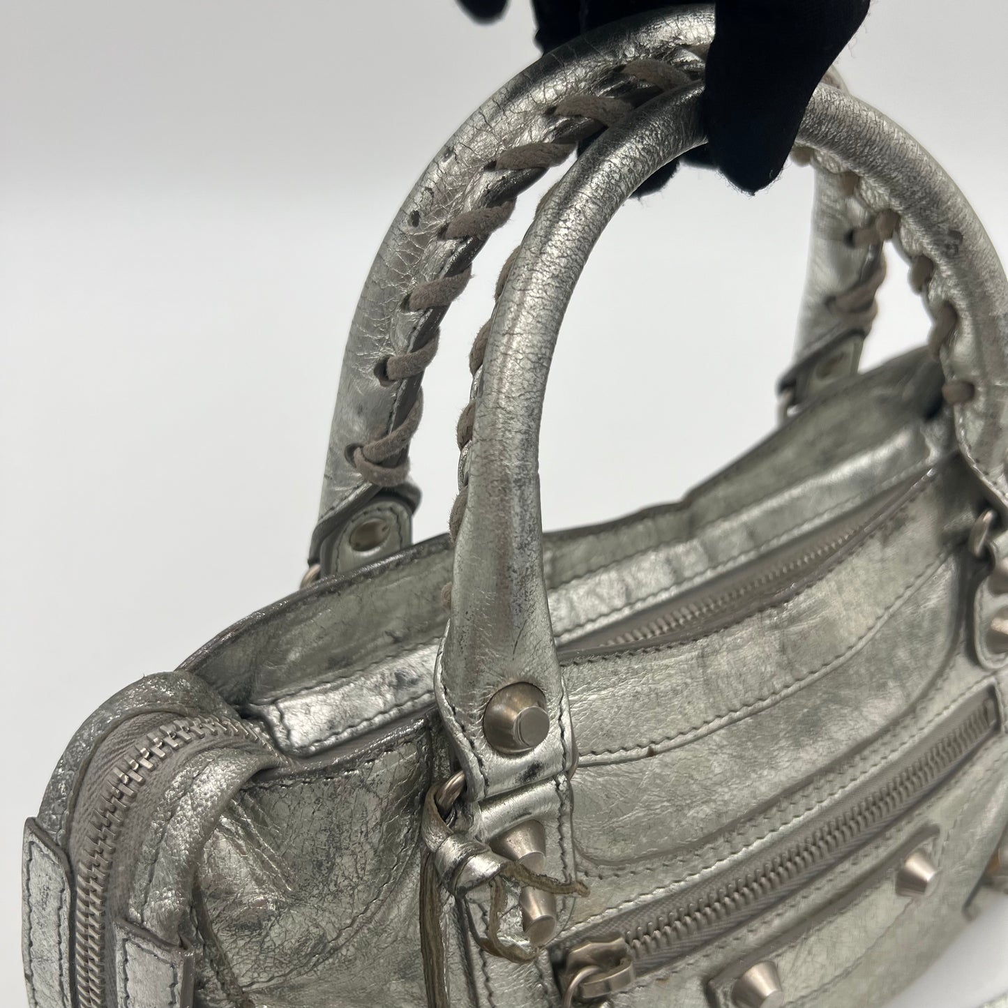 Balenciaga Silver Leather Classic Mini City SHW
