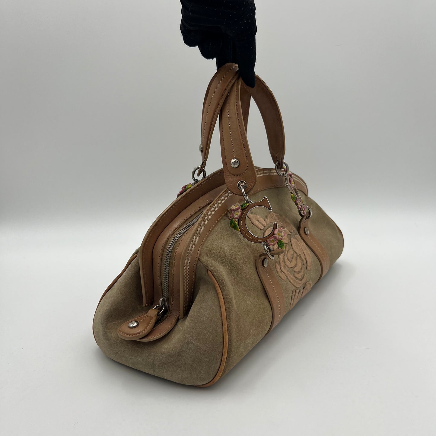 Christian Dior Vintage Floral Embroidered Detective Handbag