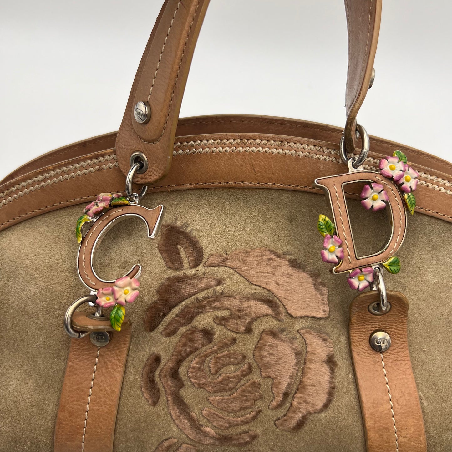 Christian Dior Vintage Floral Embroidered Detective Handbag