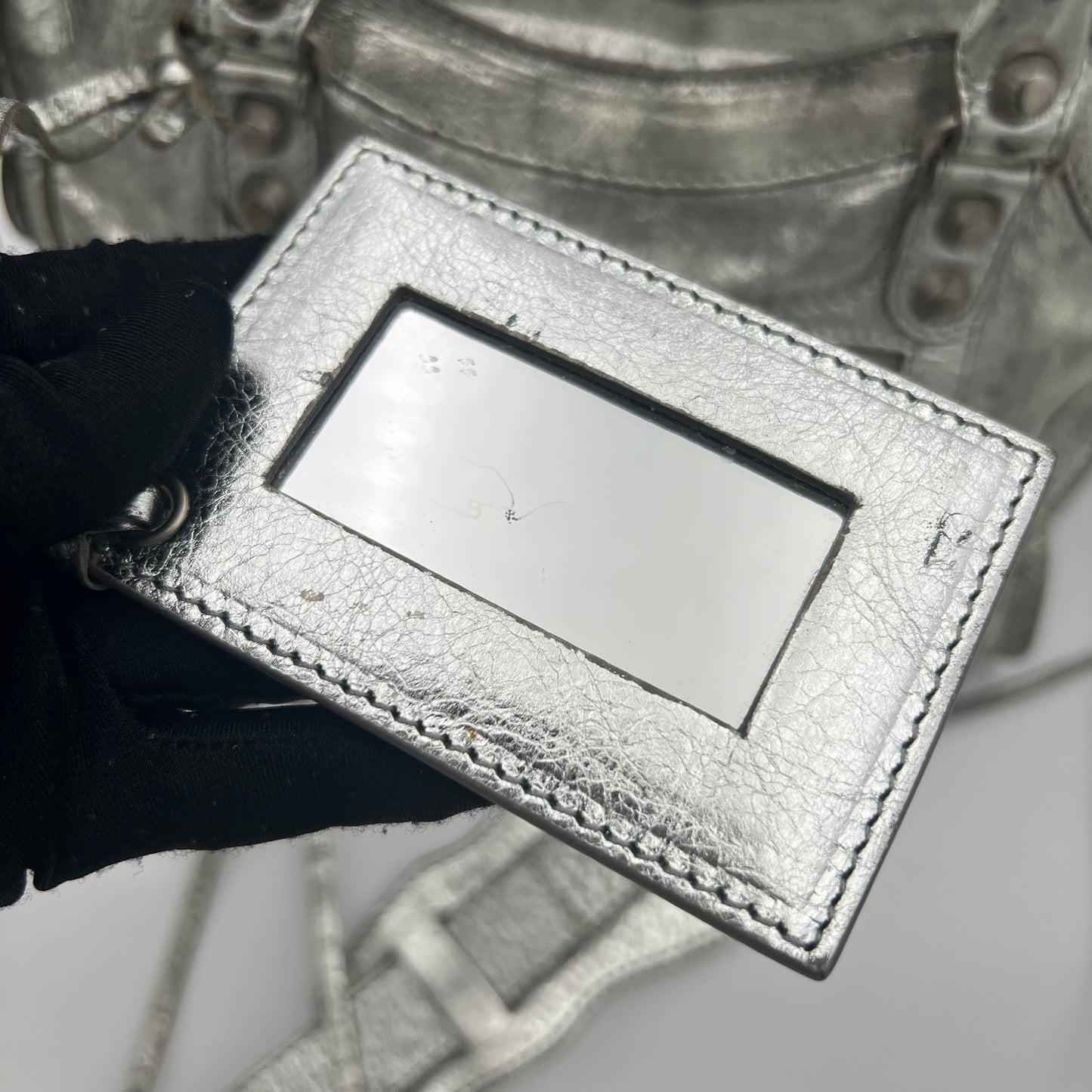 Balenciaga Silver Leather Classic Mini City SHW