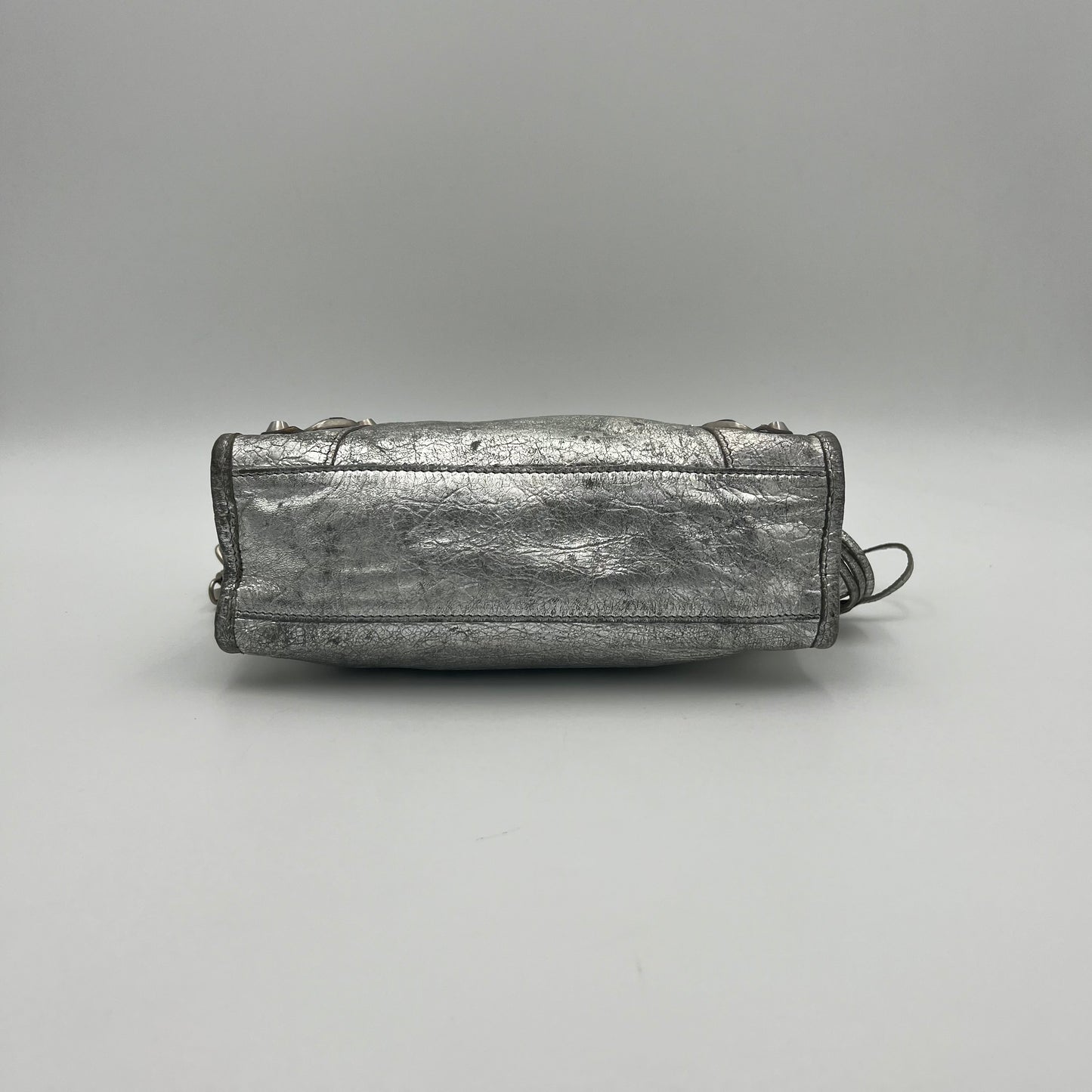 Balenciaga Silver Leather Classic Mini City SHW