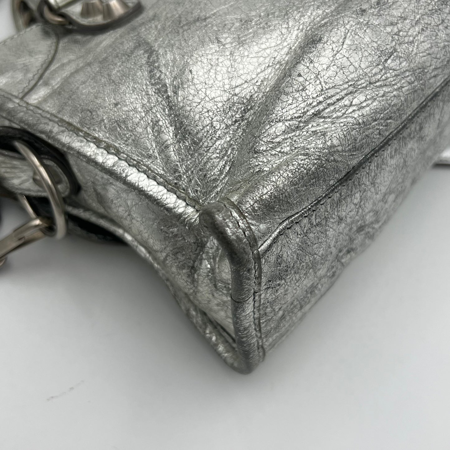 Balenciaga Silver Leather Classic Mini City SHW