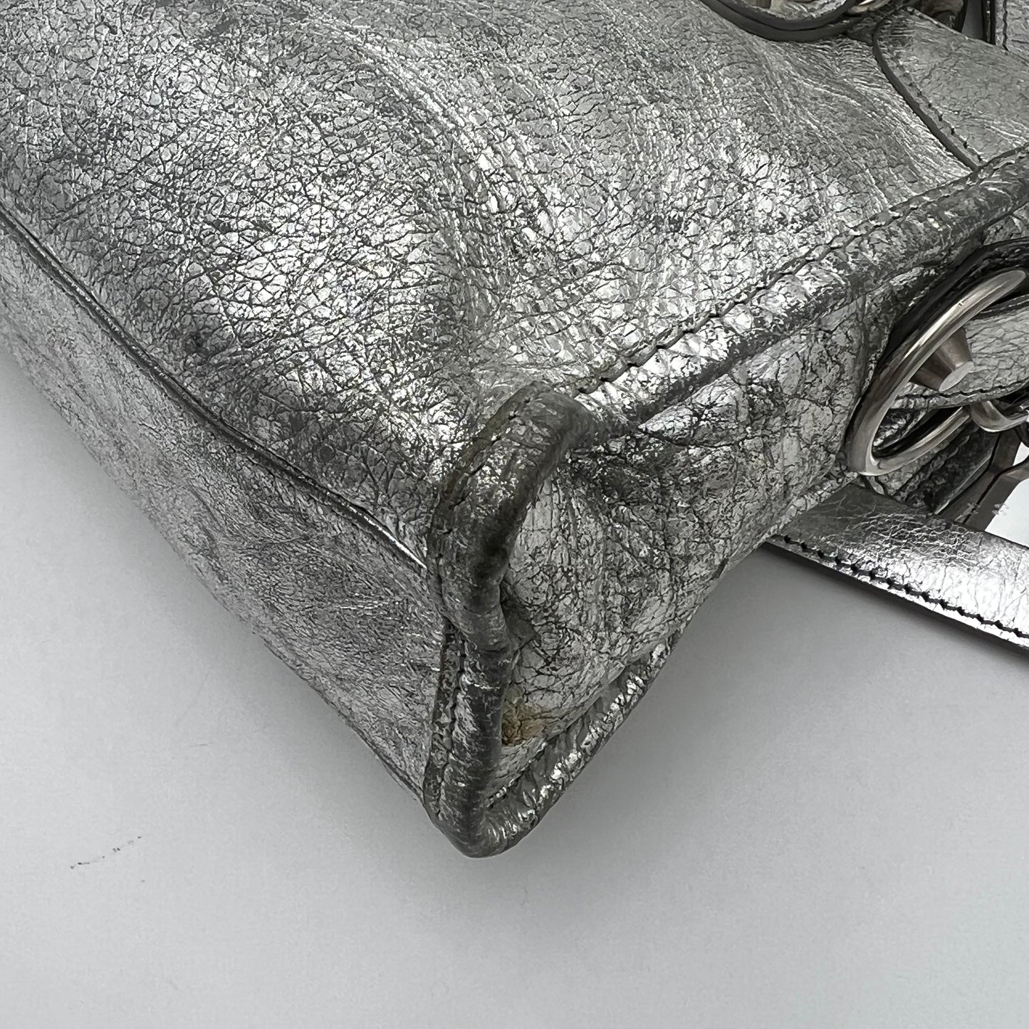 Balenciaga Silver Leather Classic Mini City SHW