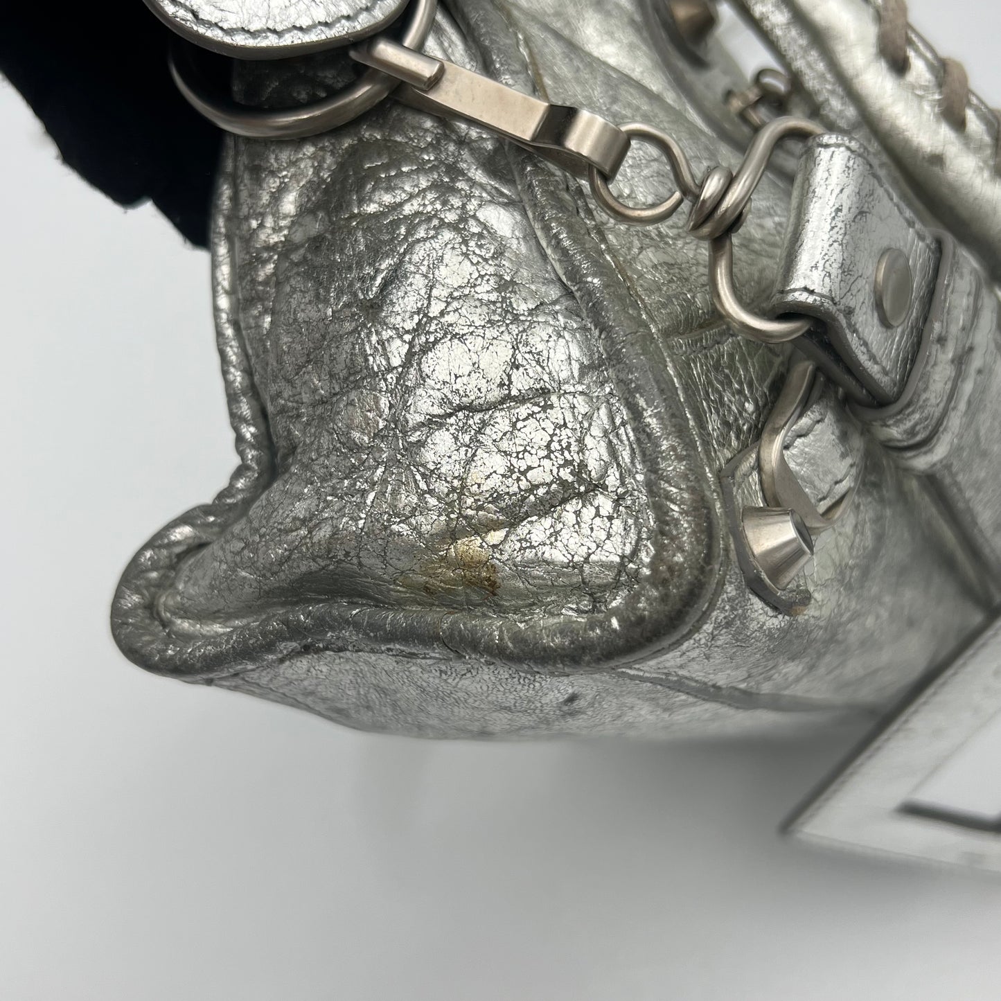 Balenciaga Silver Leather Classic Mini City SHW