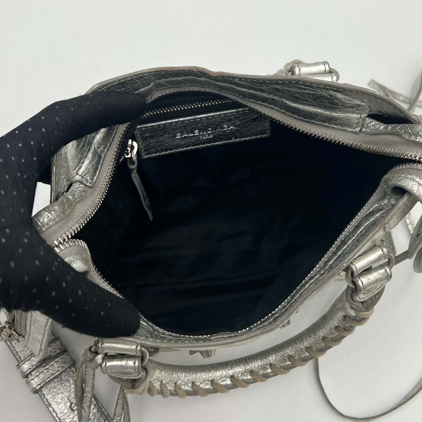 Balenciaga Silver Leather Classic Mini City SHW