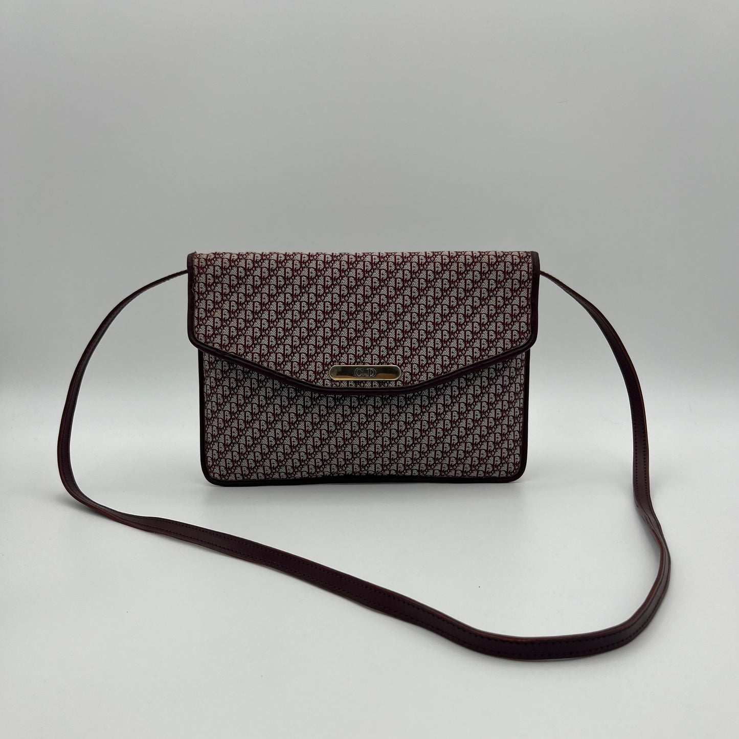 Christian Dior Burgundy Trotter 30 Montaigne Cloth Envelope Bag