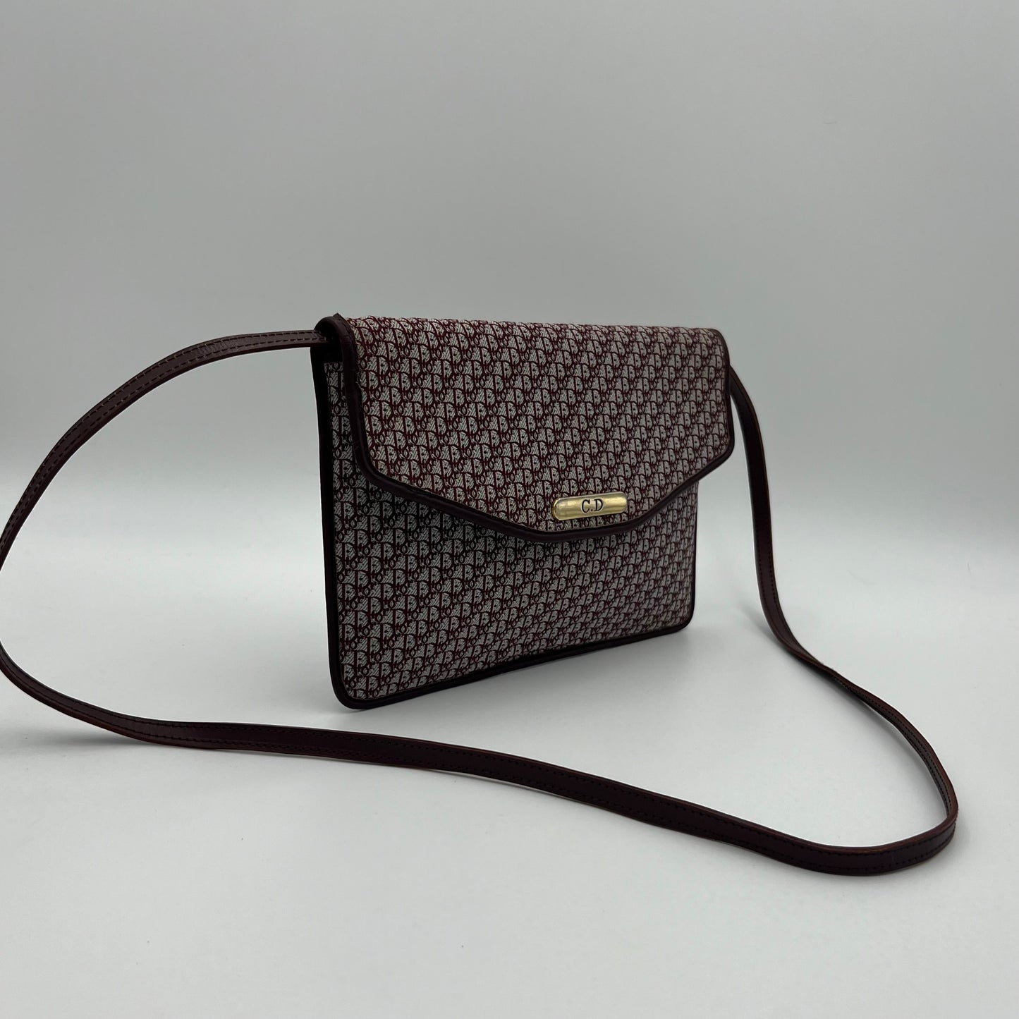 Christian Dior Burgundy Trotter 30 Montaigne Cloth Envelope Bag