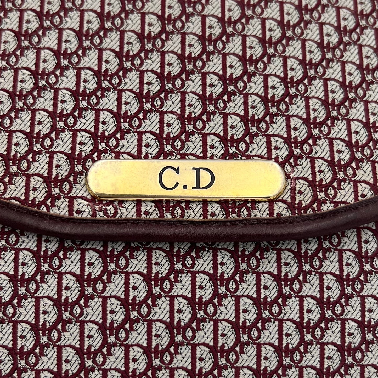 Christian Dior Burgundy Trotter 30 Montaigne Cloth Envelope Bag
