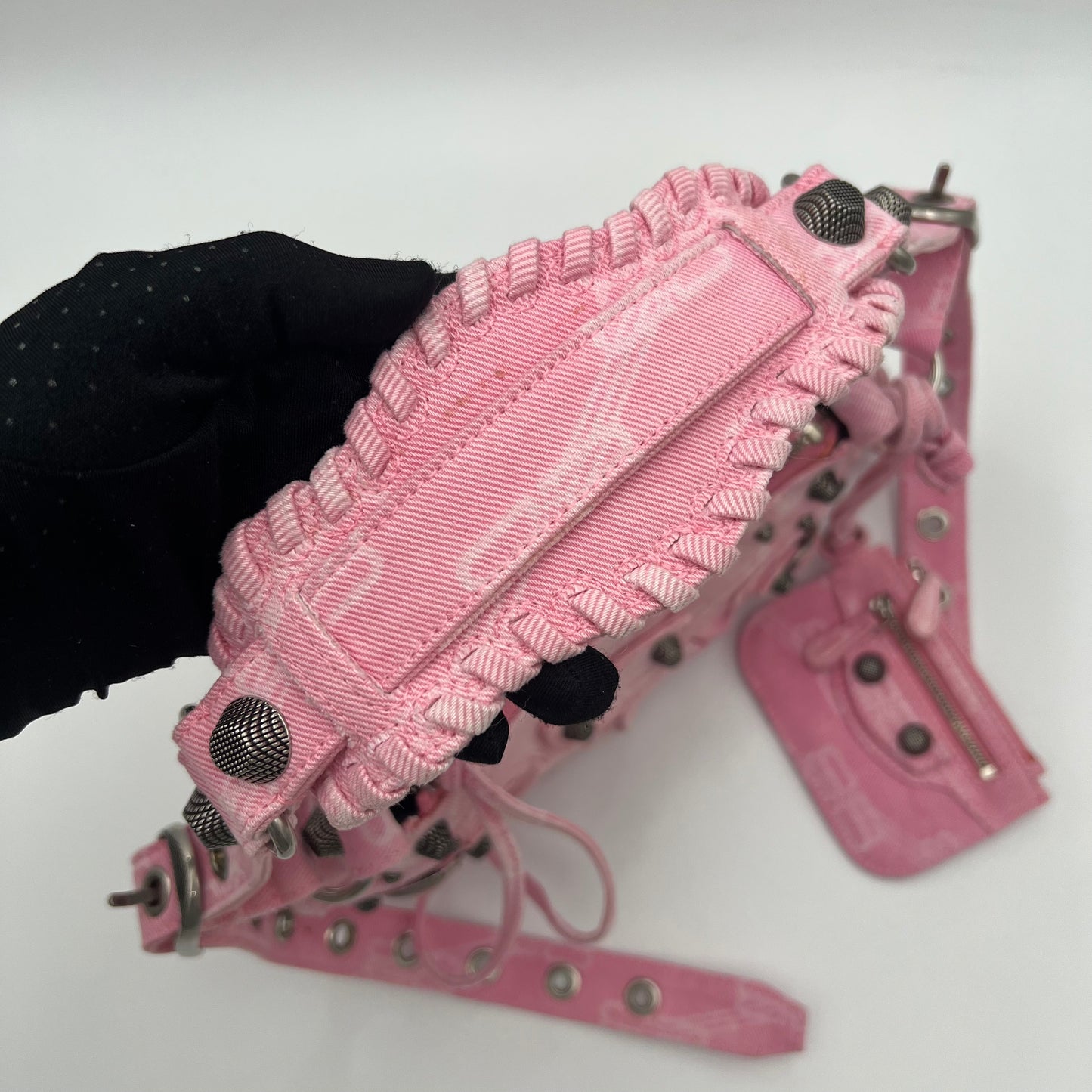 Balenciaga Pink Denim BB Monogram Le Cagole XS