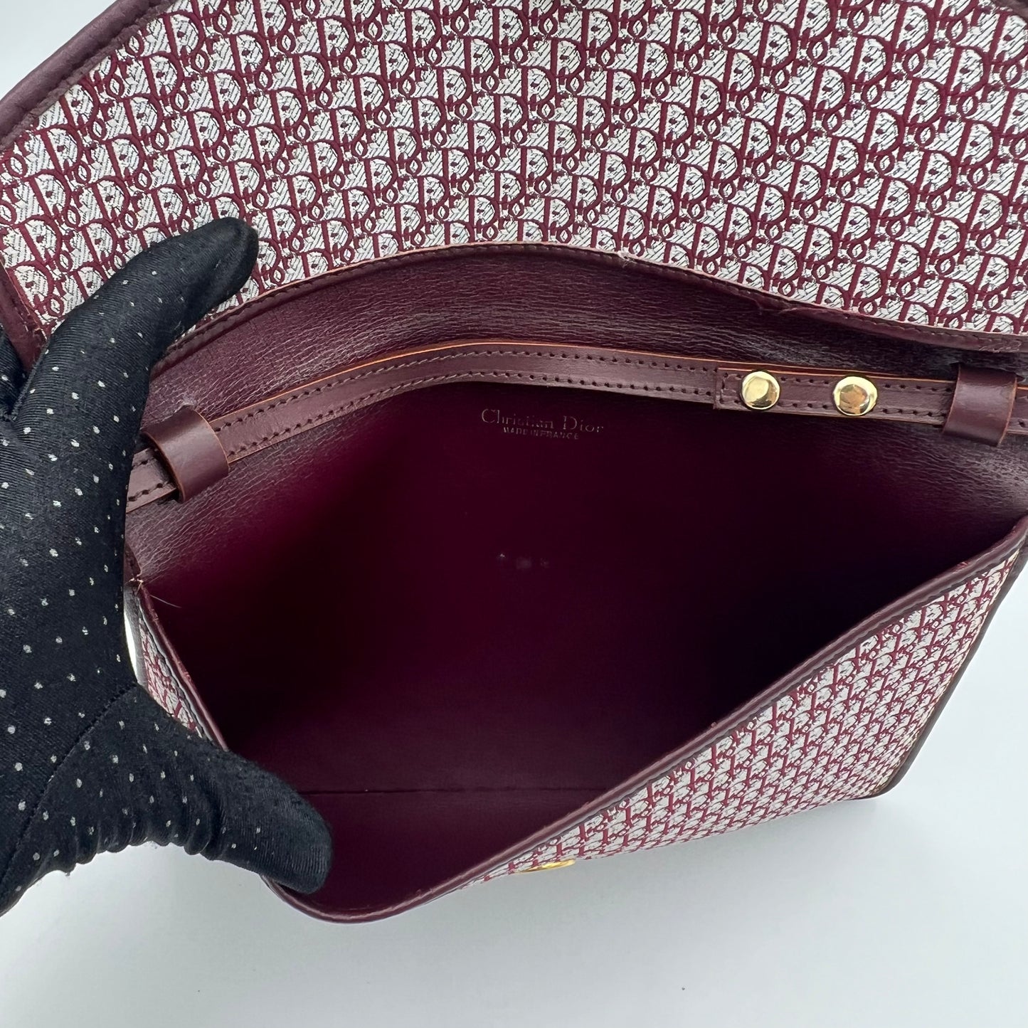 Christian Dior Burgundy Trotter 30 Montaigne Cloth Envelope Bag
