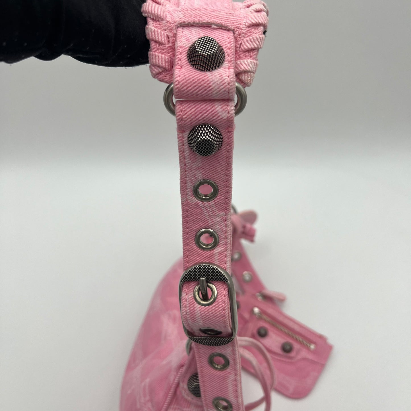 Balenciaga Pink Denim BB Monogram Le Cagole XS