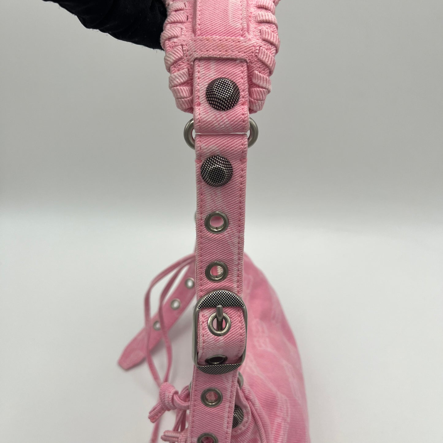Balenciaga Pink Denim BB Monogram Le Cagole XS