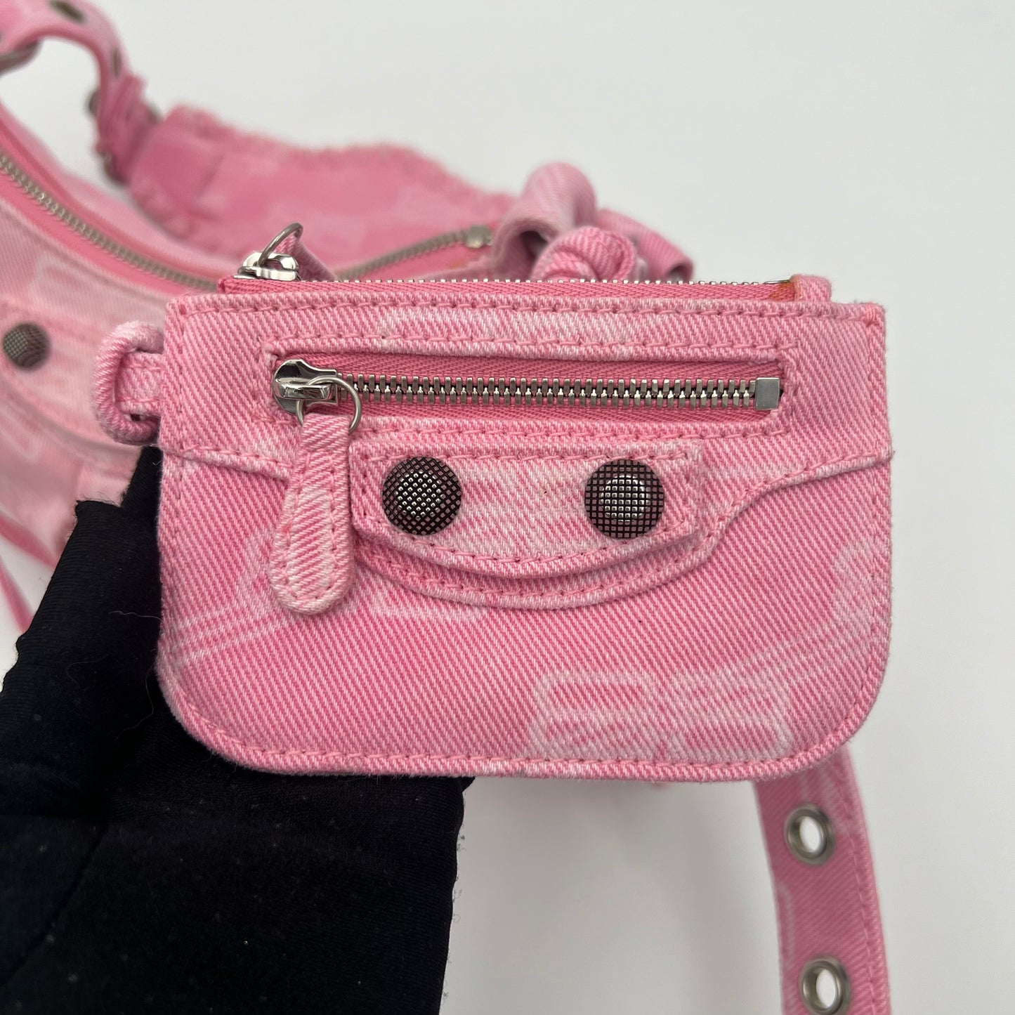 Balenciaga Pink Denim BB Monogram Le Cagole XS