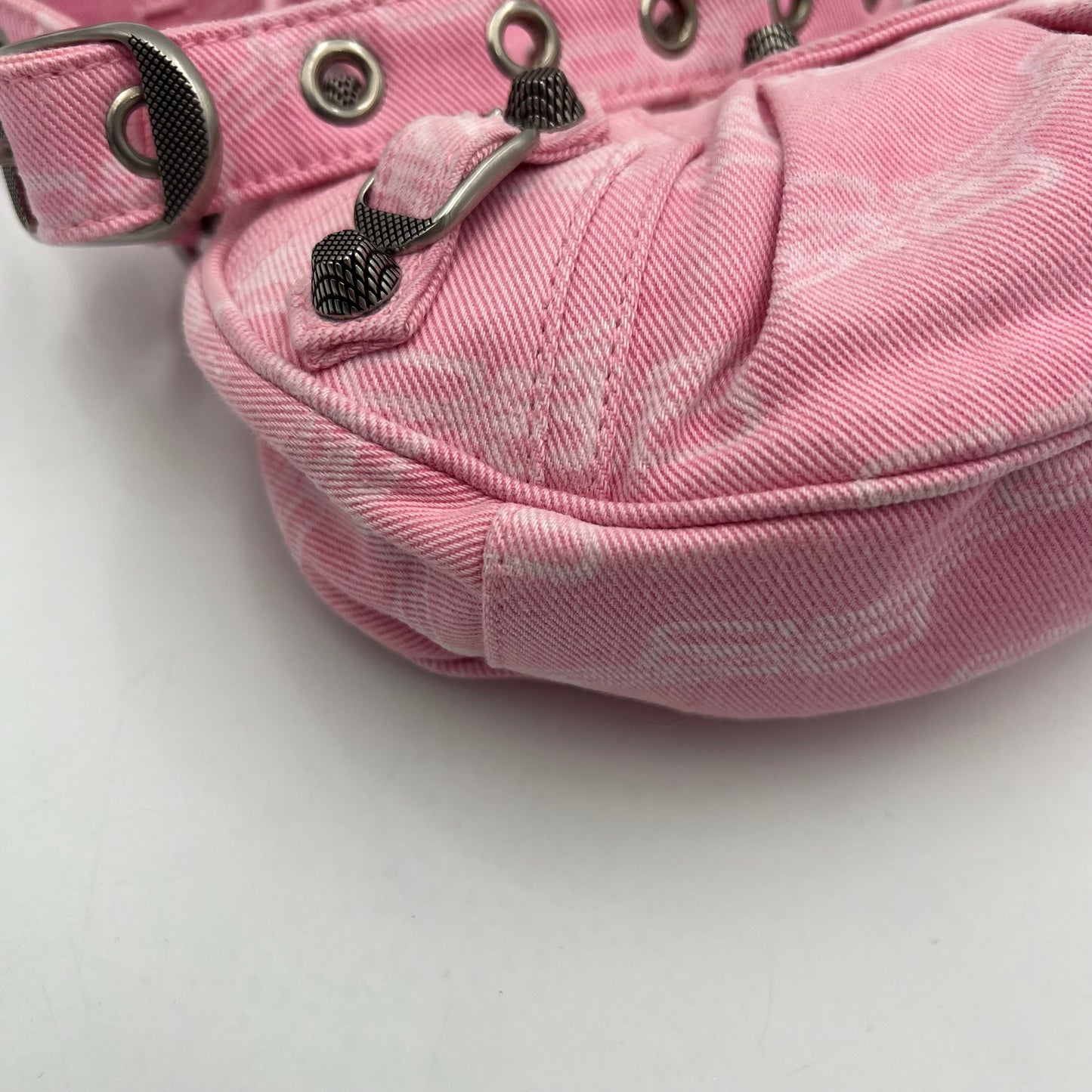 Balenciaga Pink Denim BB Monogram Le Cagole XS