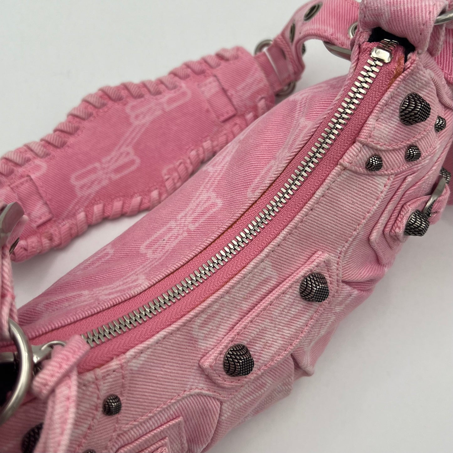 Balenciaga Pink Denim BB Monogram Le Cagole XS