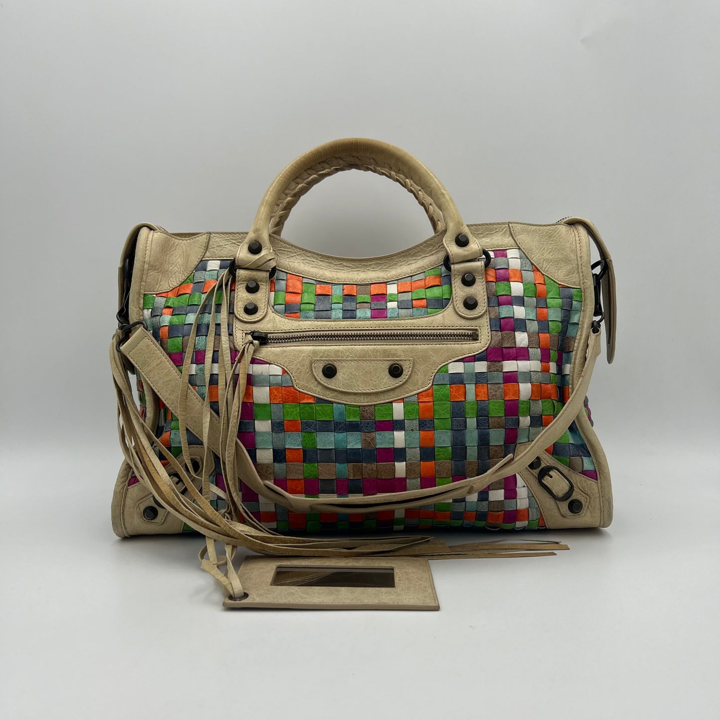 Balenciaga Multicolor Woven Leather City