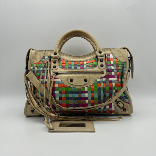 Balenciaga Multicolor Woven Leather City