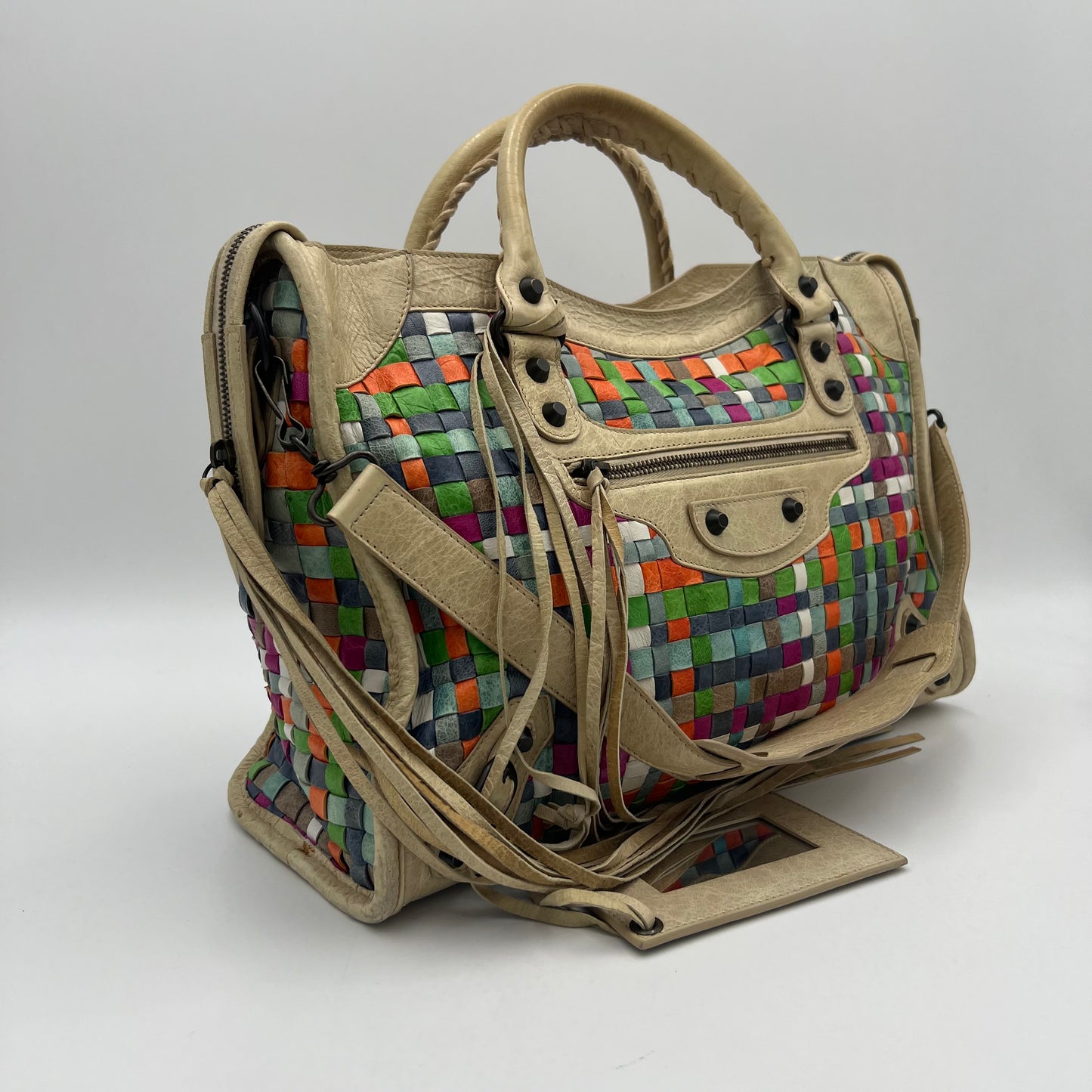Balenciaga Multicolor Woven Leather City