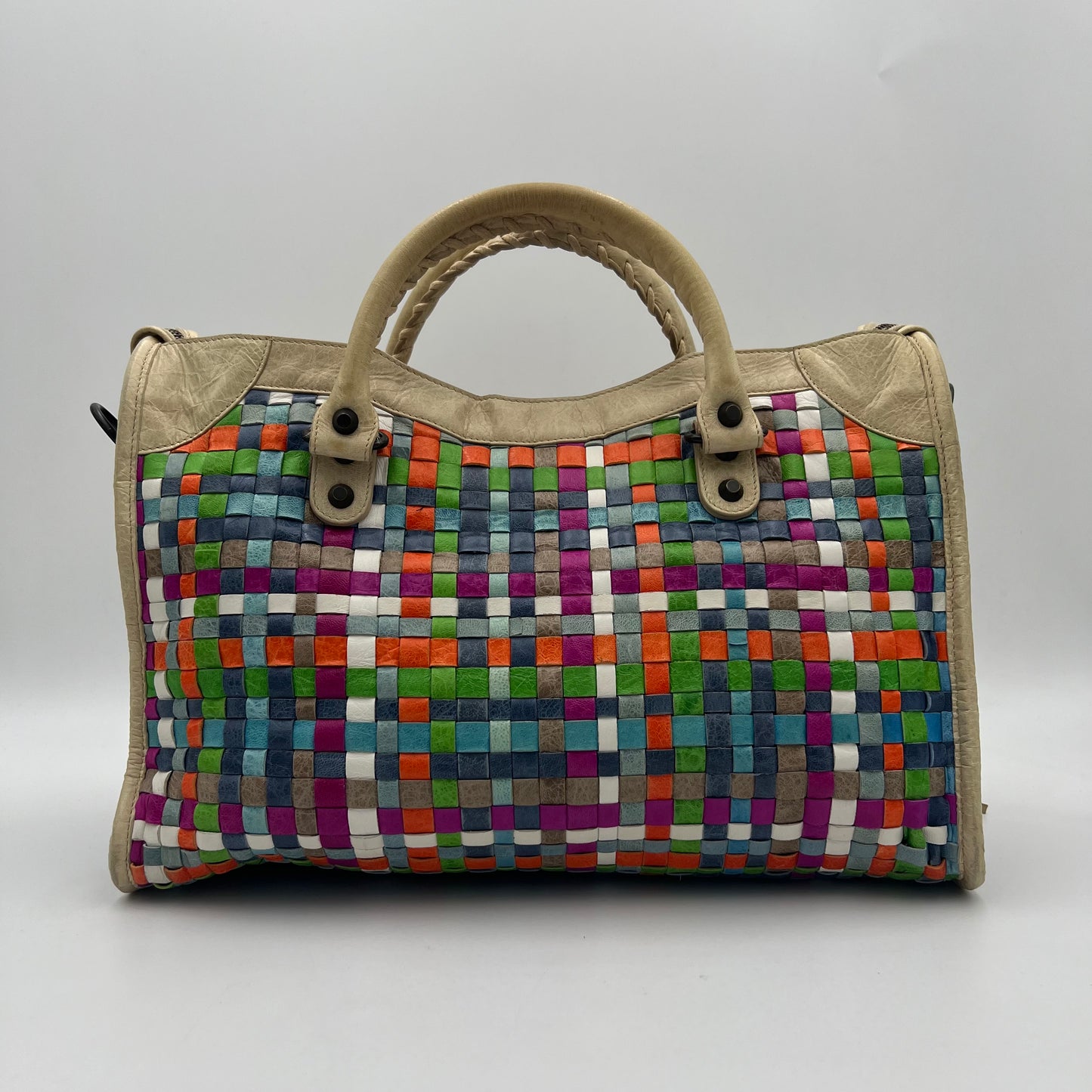 Balenciaga Multicolor Woven Leather City