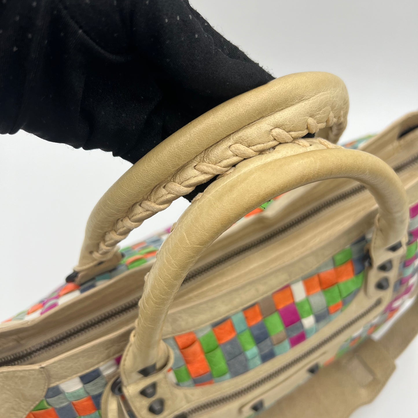 Balenciaga Multicolor Woven Leather City