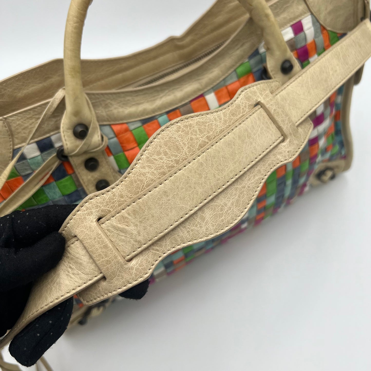 Balenciaga Multicolor Woven Leather City