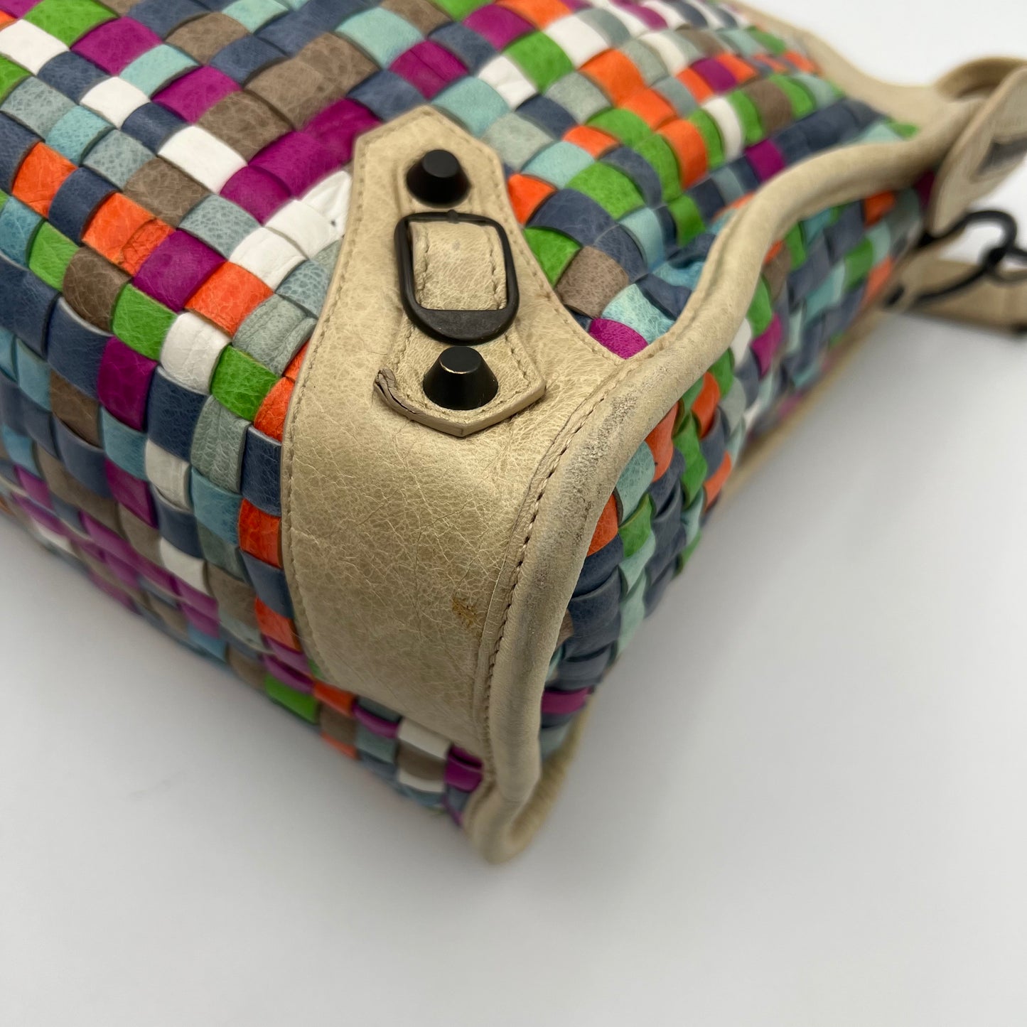 Balenciaga Multicolor Woven Leather City